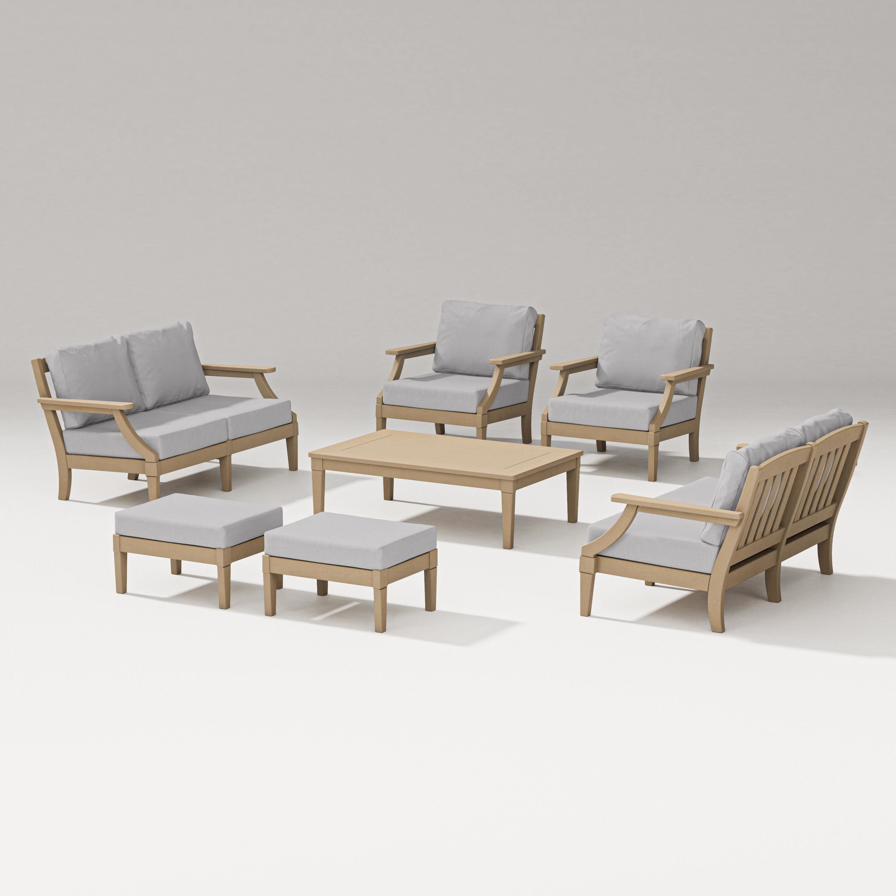 PW Designer Series Estate 7-Piece Lounge Loveseat Set in Vintage Sahara / Granite