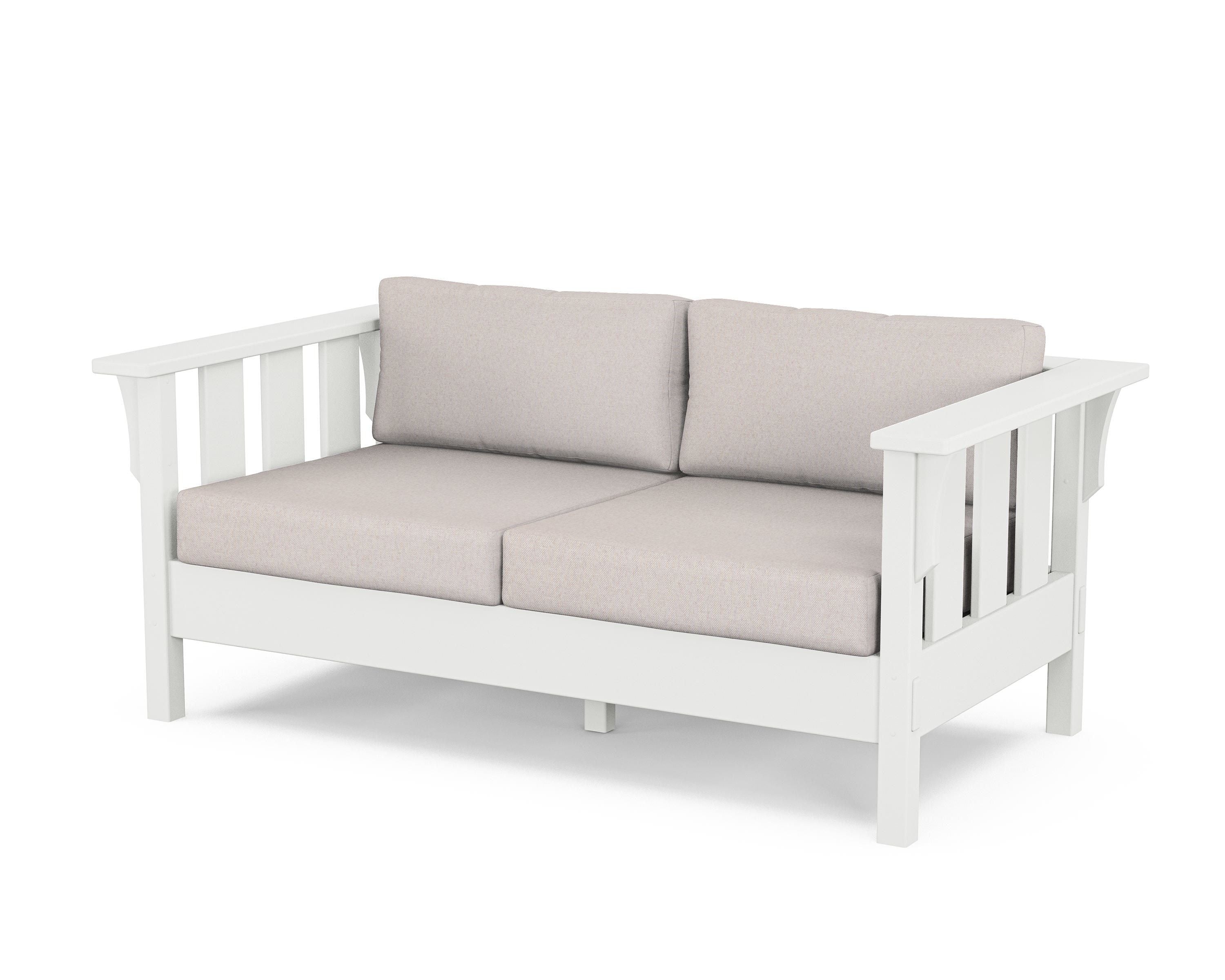 Martha Stewart by POLYWOOD® Acadia Deep Seating Loveseat in White / Dune Burlap