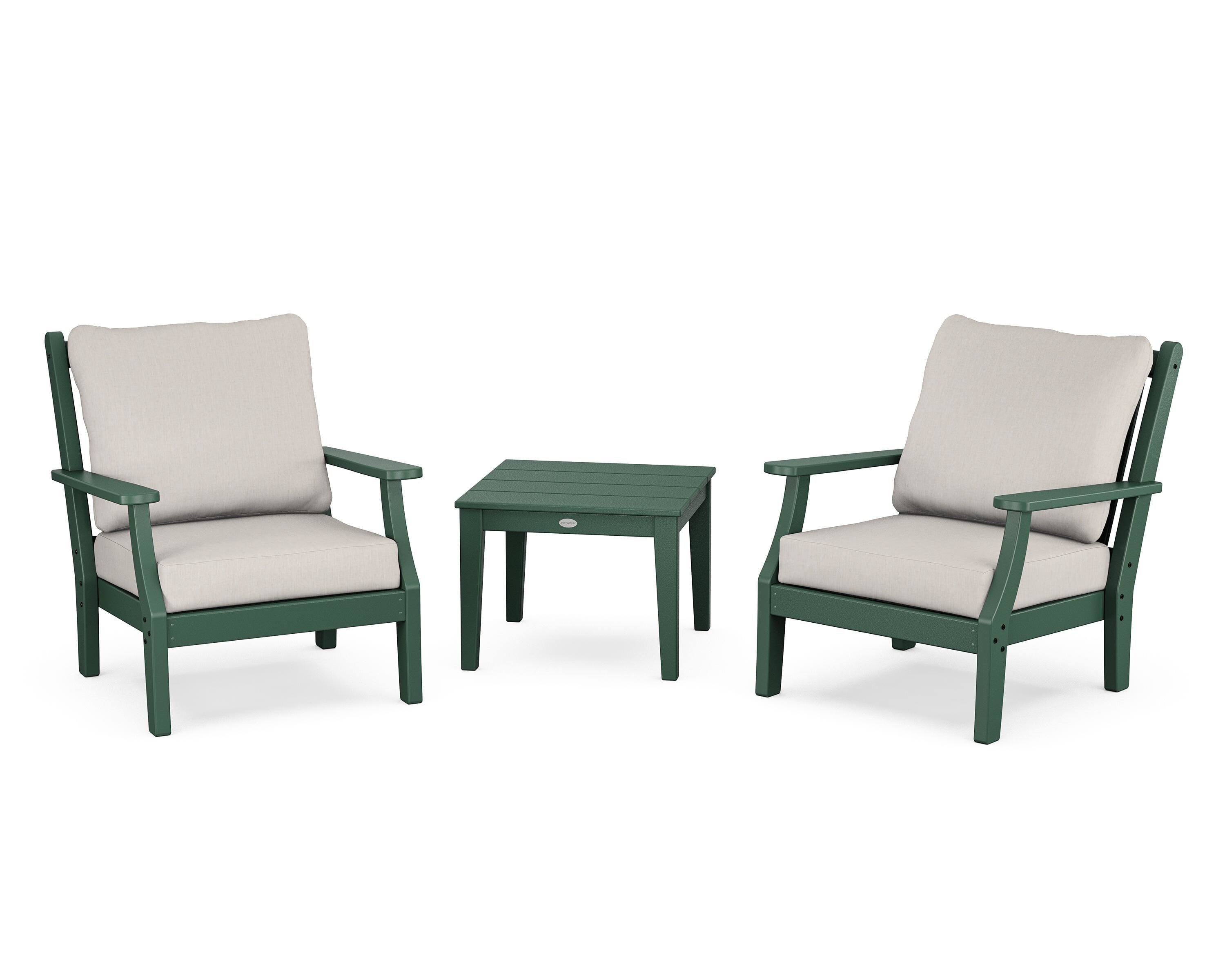 Country Living Wovendale 3-Piece Deep Seating Set in Green / Cast Ash