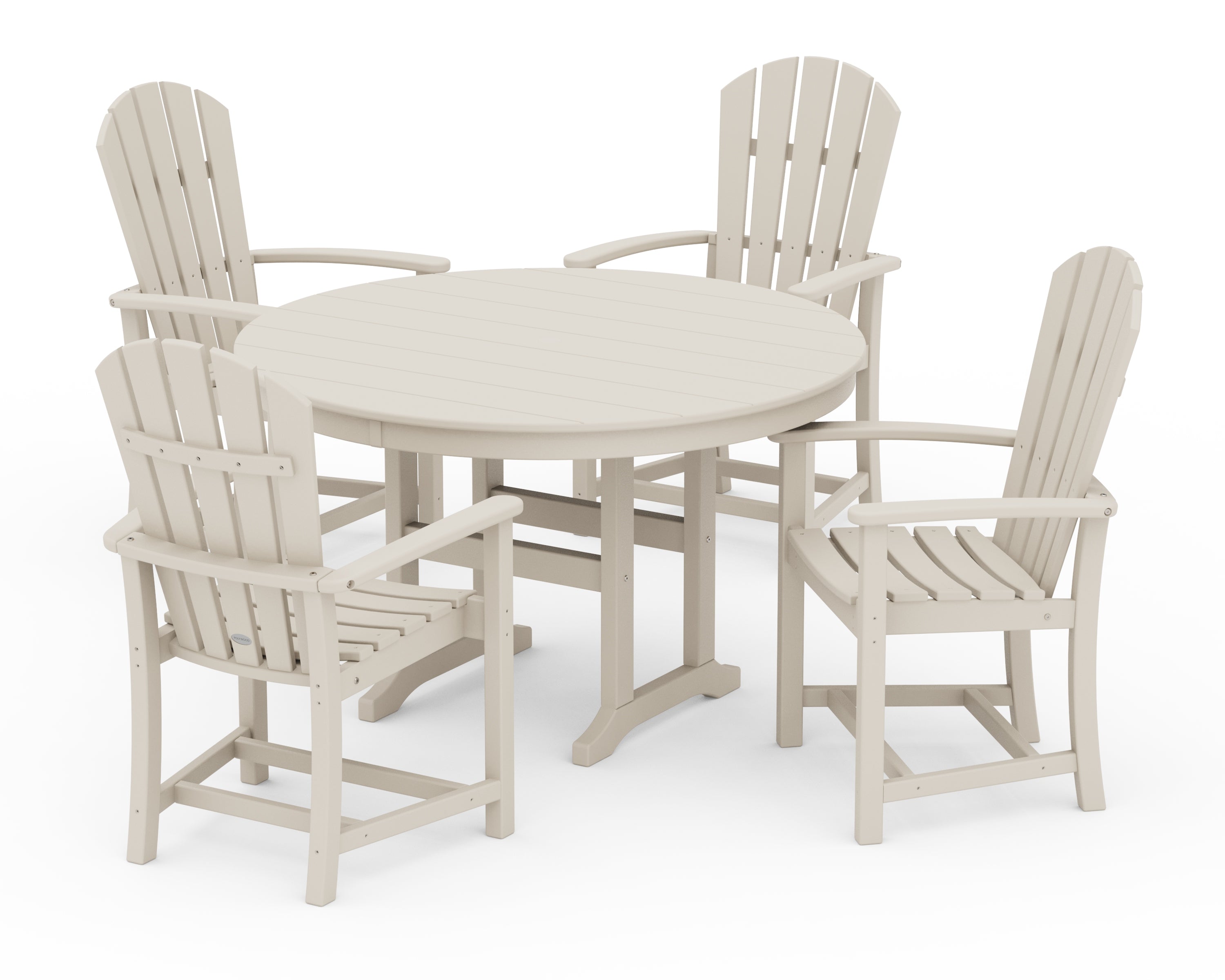 POLYWOOD® Palm Coast 5-Piece Round Farmhouse Dining Set in Sand