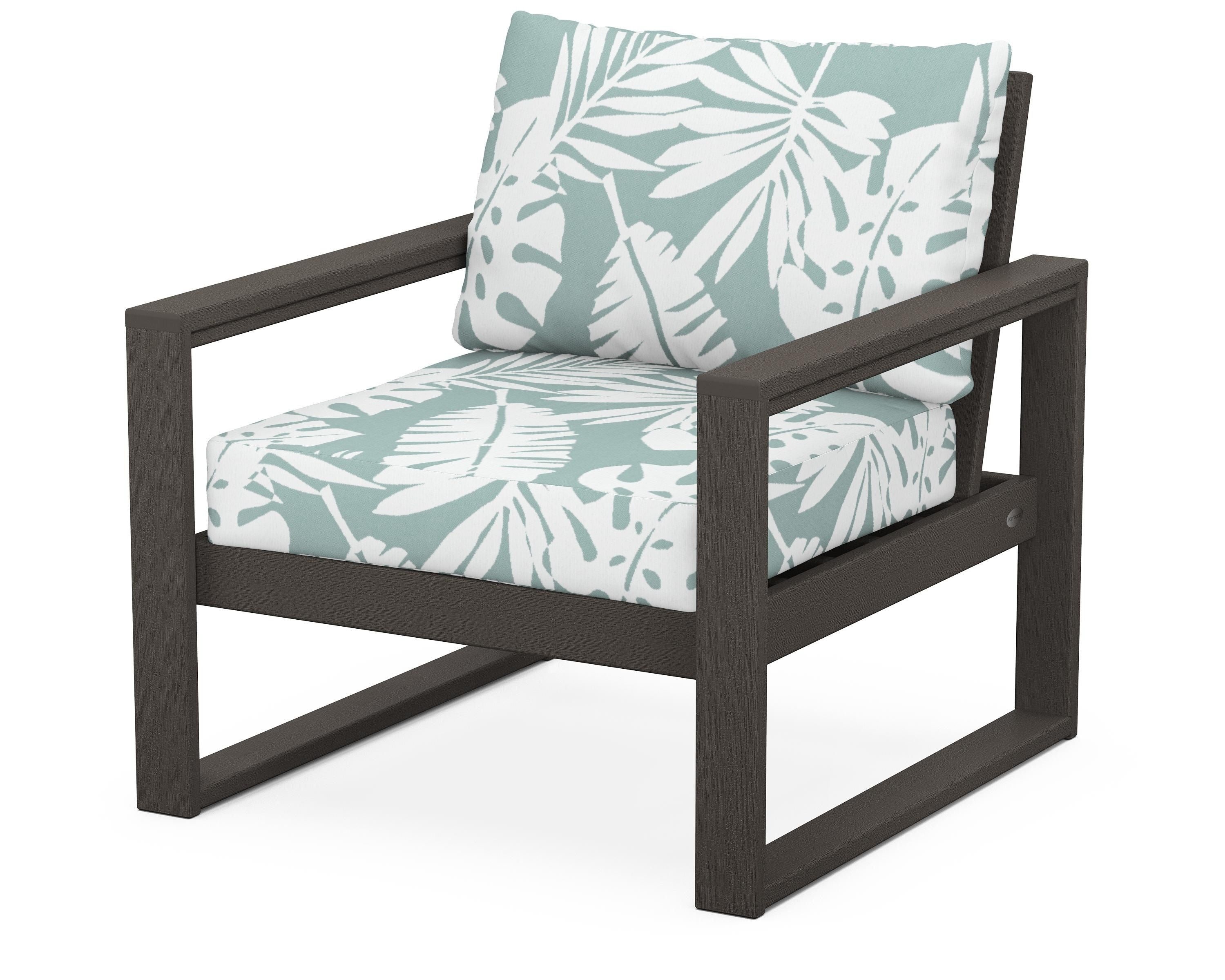 POLYWOOD® EDGE Club Chair in Vintage Coffee / Leaf Glacier Spa