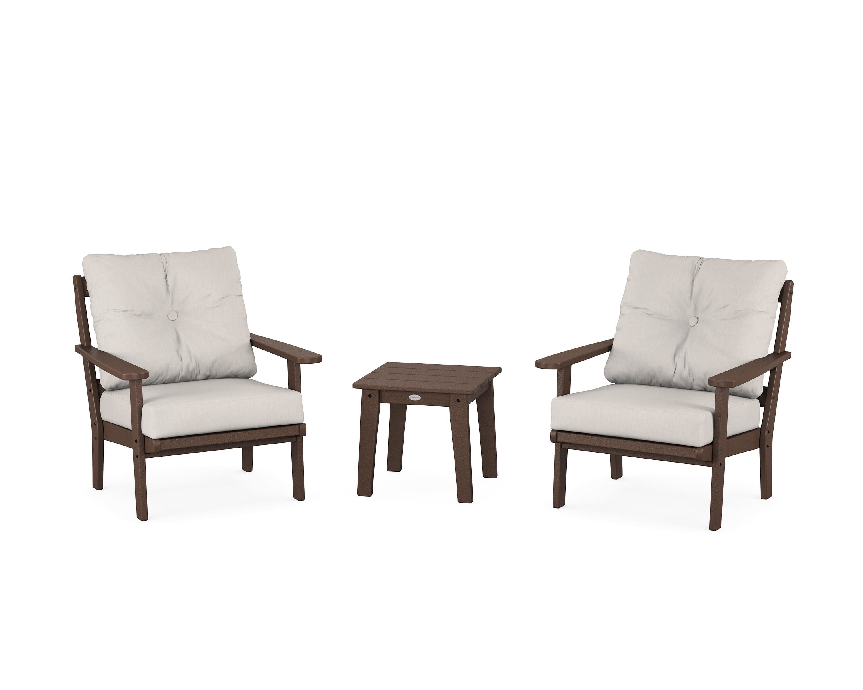 POLYWOOD® Mission 3-Piece Deep Seating Set in Mahogany / Cast Ash