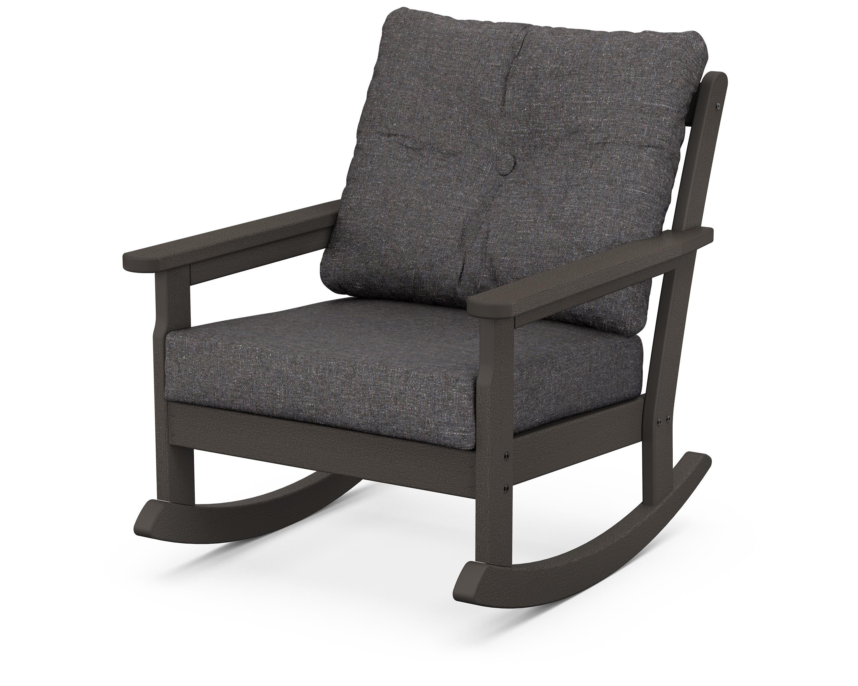 POLYWOOD® Vineyard Deep Seating Rocking Chair in Vintage Coffee / Ash Charcoal