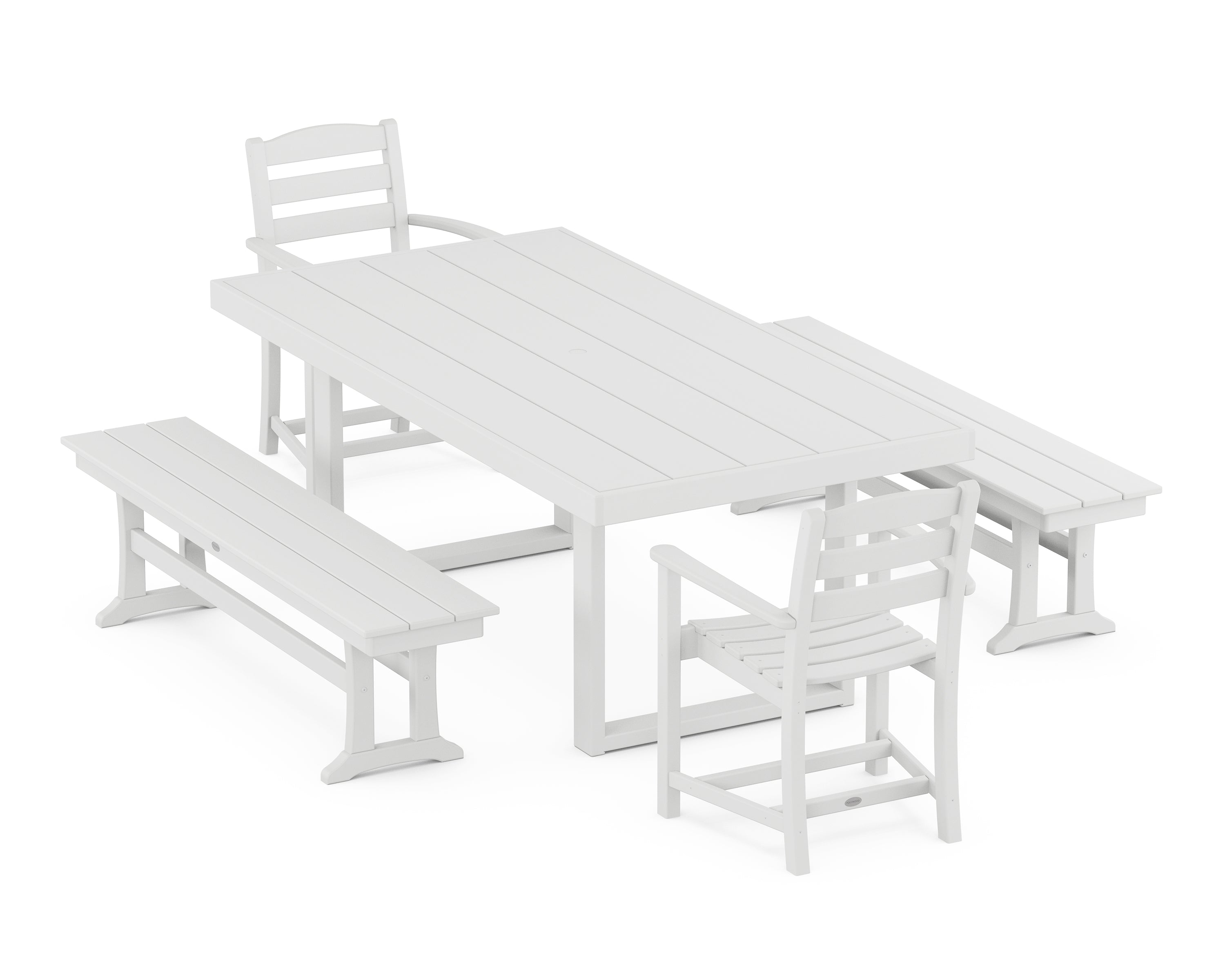 POLYWOOD® La Casa Café 5-Piece Dining Set with Benches in White
