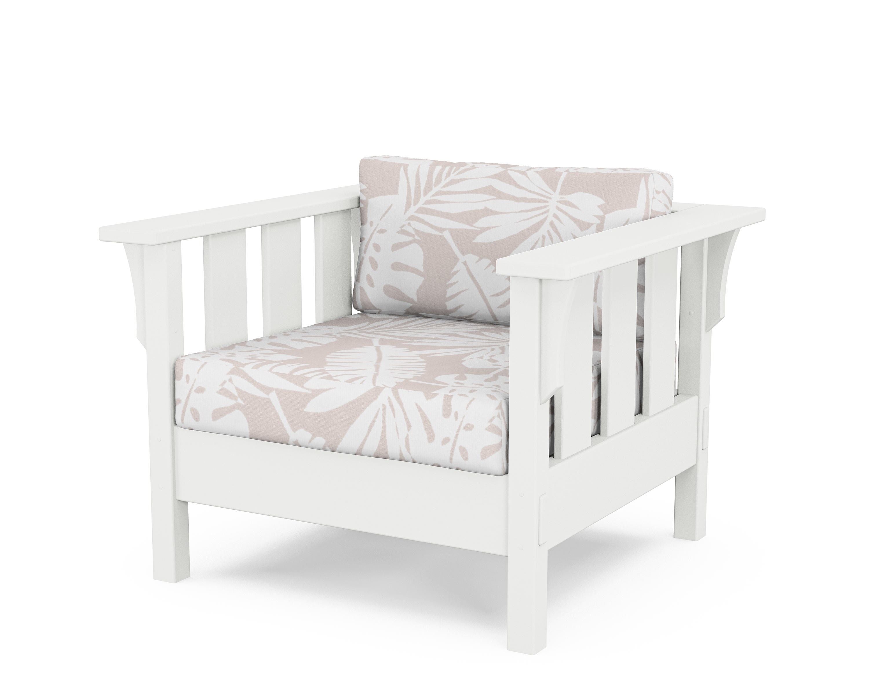 Martha Stewart by POLYWOOD® Acadia Deep Seating Chair in White / Leaf Dune Burlap