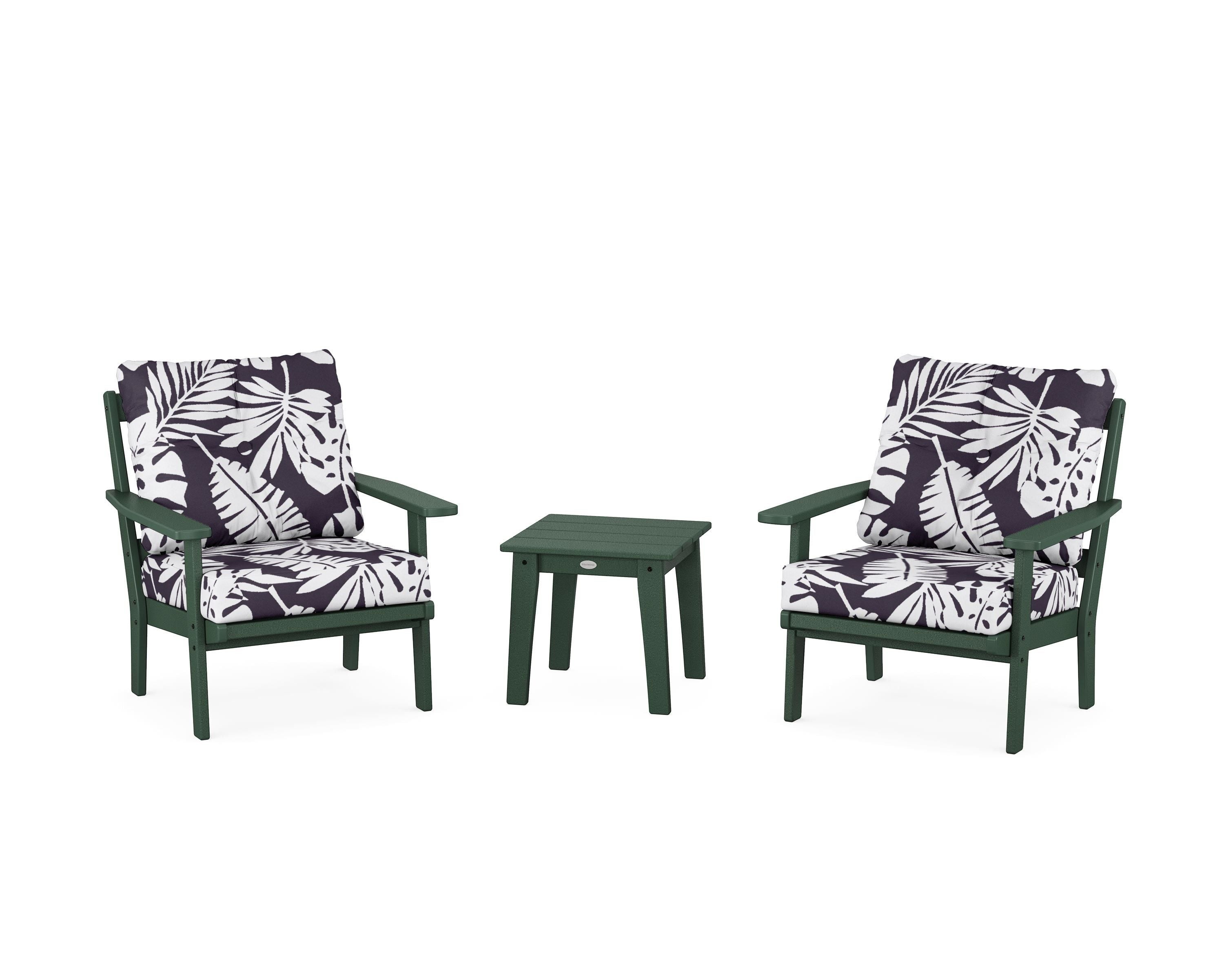 POLYWOOD® Prairie 3-Piece Deep Seating Set in Green / Leaf Navy