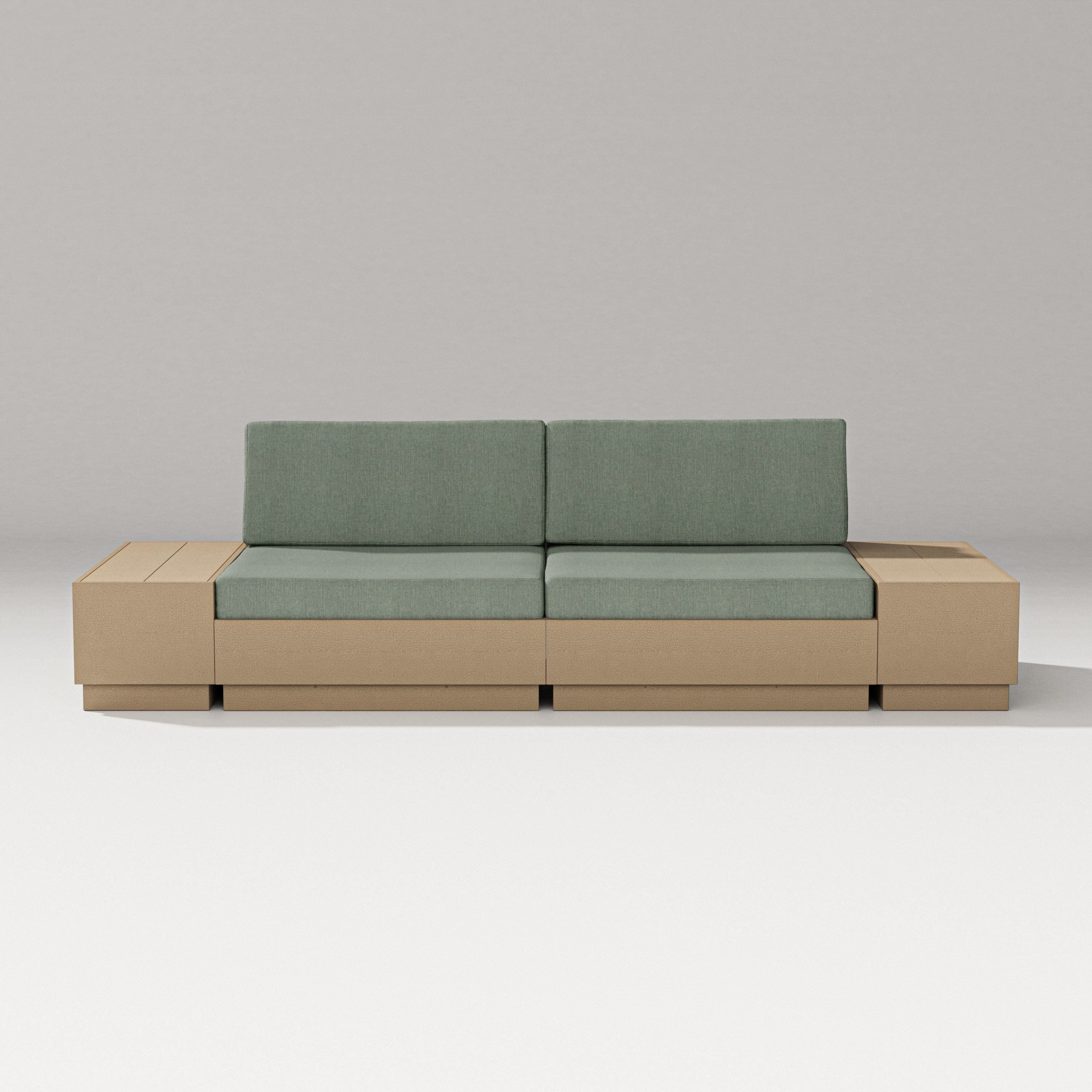 PW Designer Series Elevate 4-Piece Loveseat Sectional in Vintage Sahara / Cast Sage