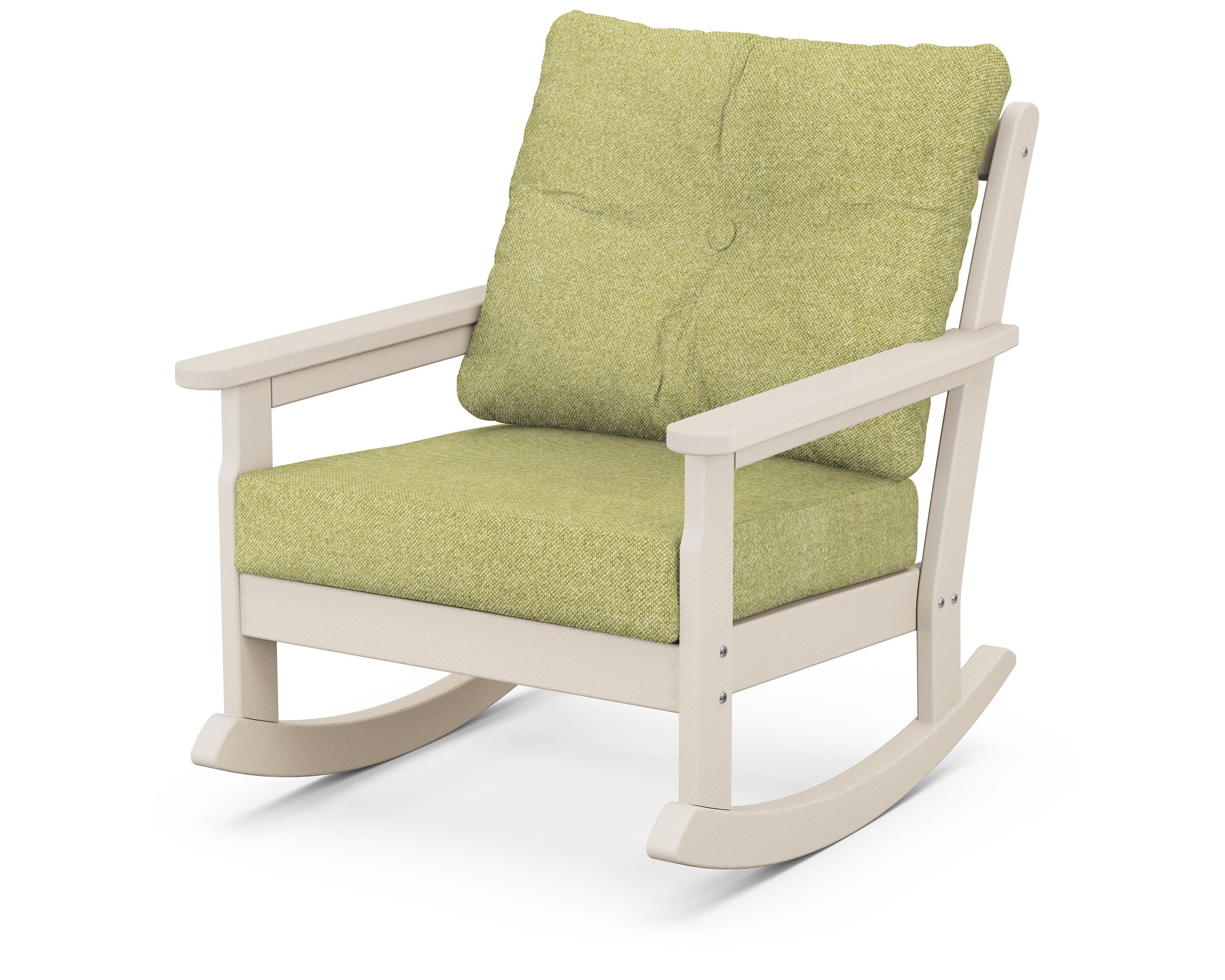 POLYWOOD® Vineyard Deep Seating Rocking Chair in Sand / Chartreuse Boucle