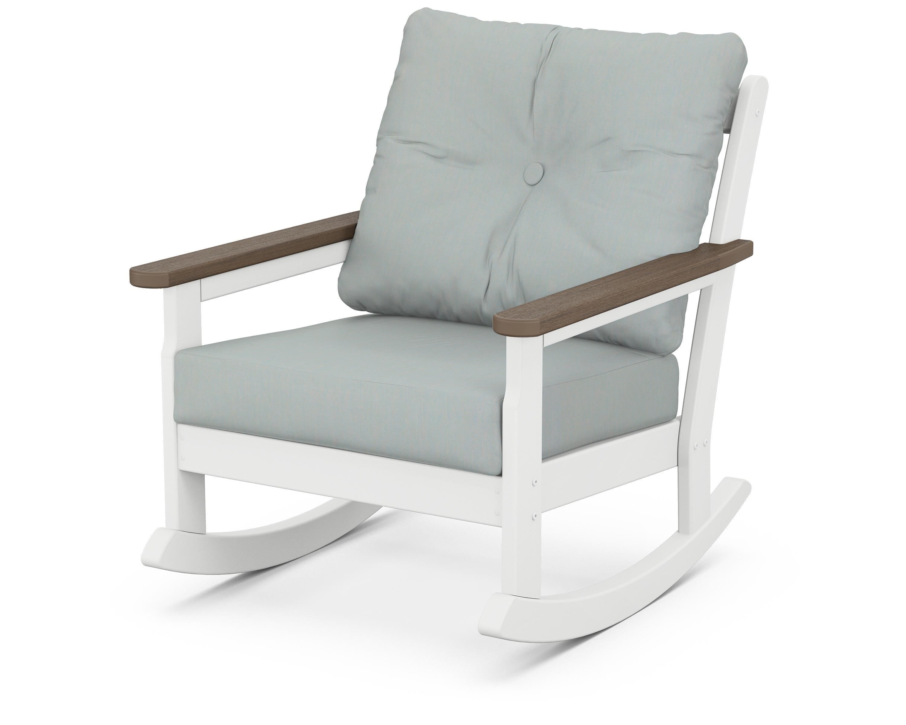 POLYWOOD® Vineyard Deep Seating Rocking Chair in White / Kona / Spa