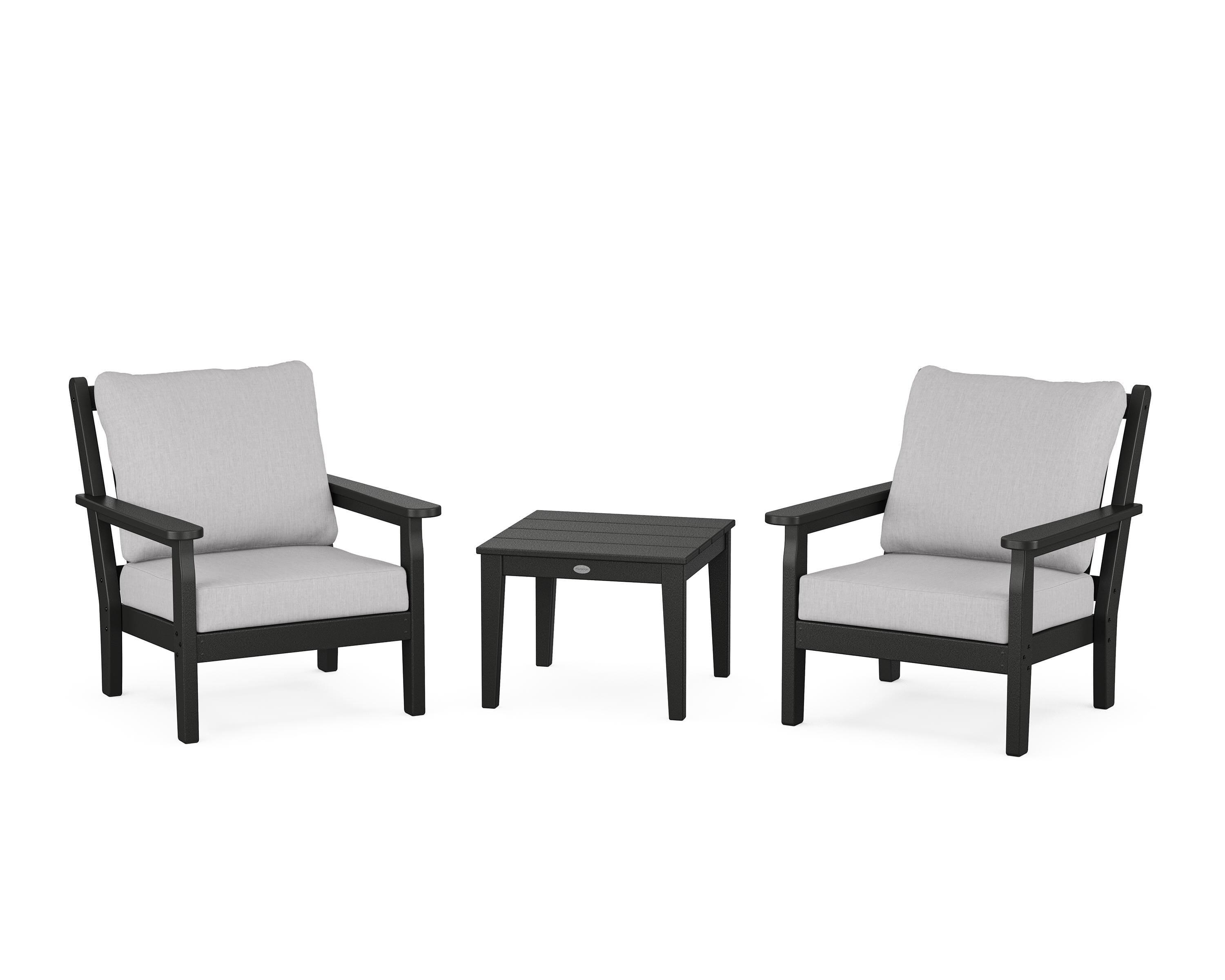 POLYWOOD® Chippendale 3-Piece Deep Seating Set in Black / Granite
