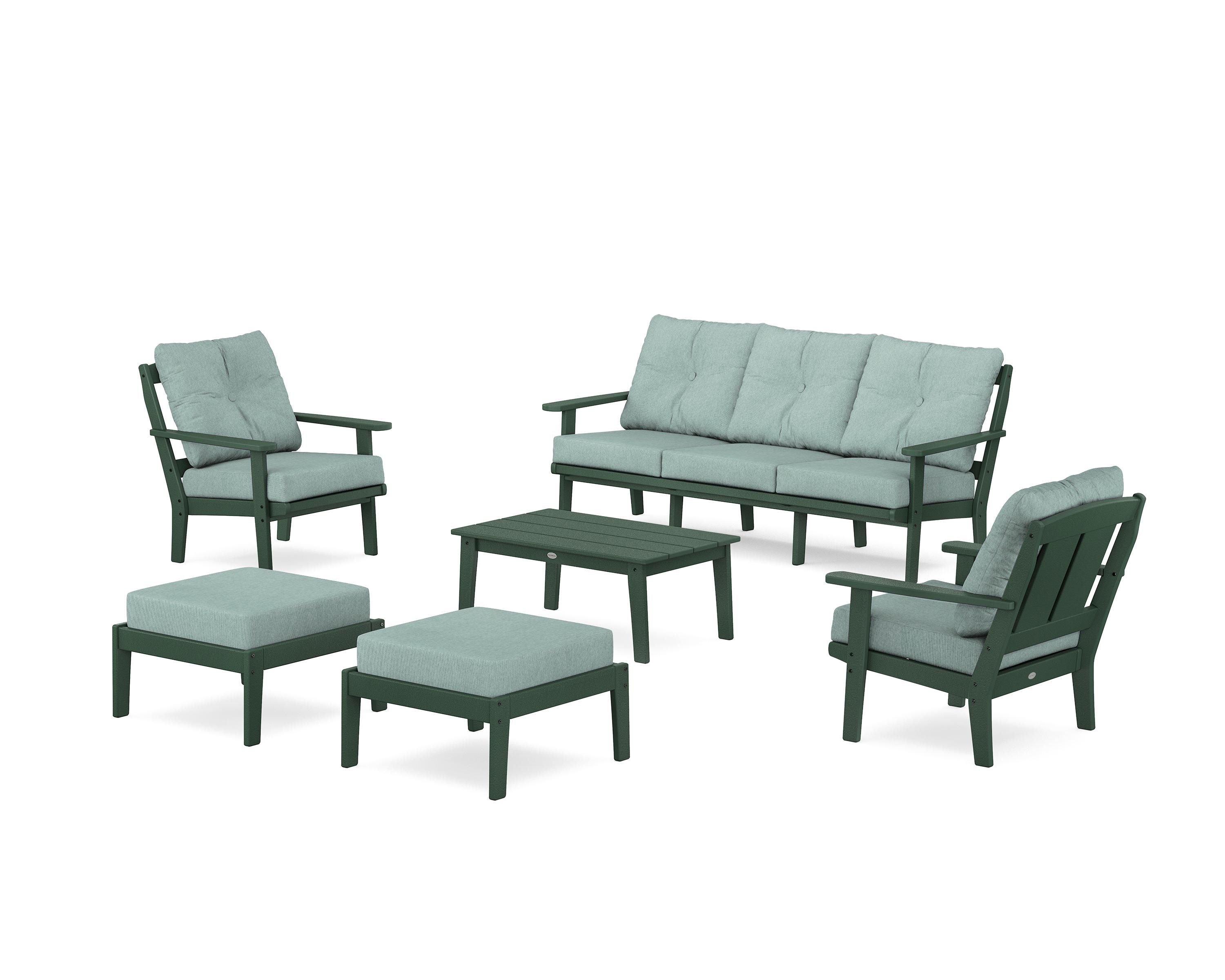 POLYWOOD® Mission 6-Piece Lounge Sofa Set in Green / Glacier Spa
