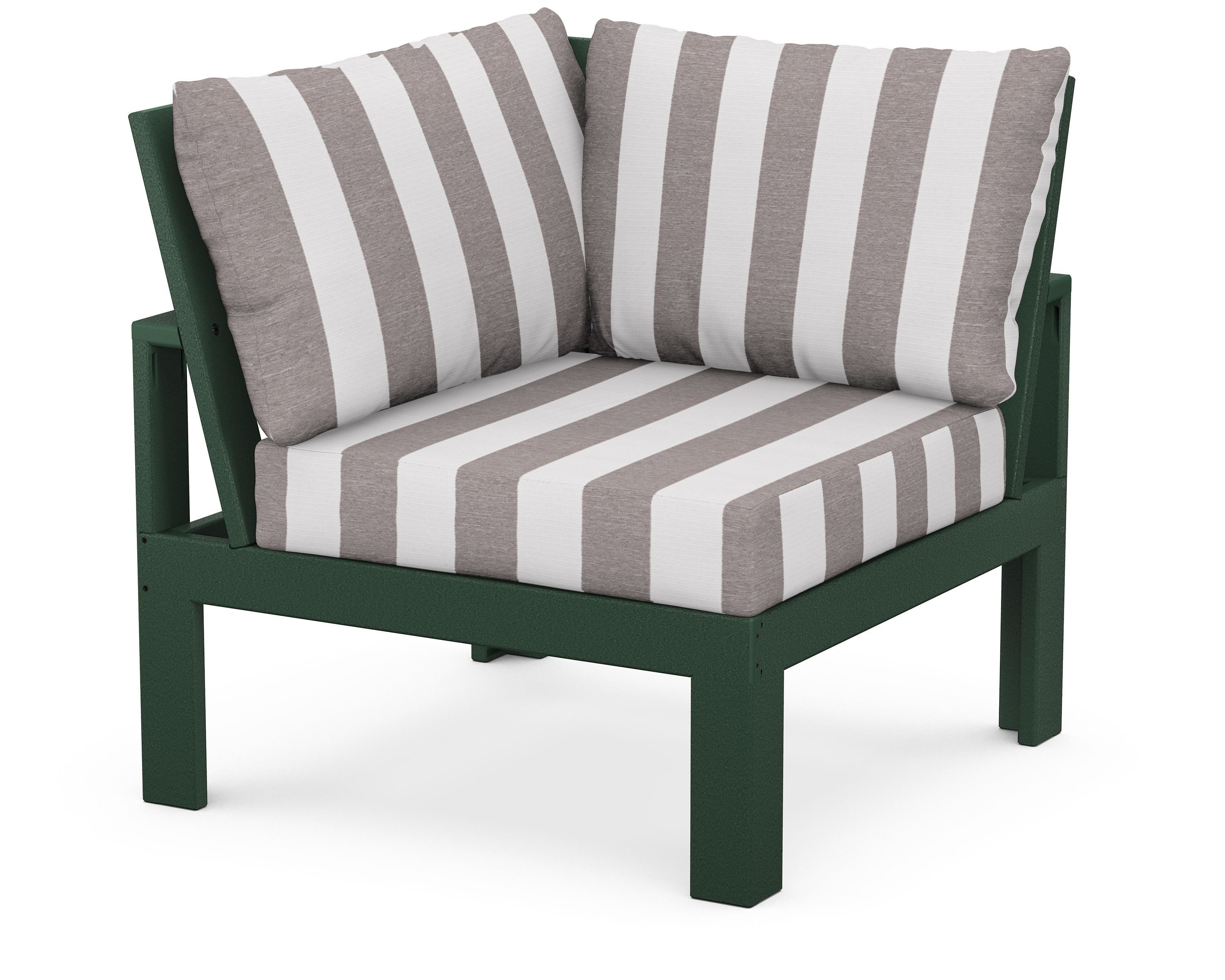 Unbranded Modular Corner Chair in Green / Cabana Stripe Grey Mist