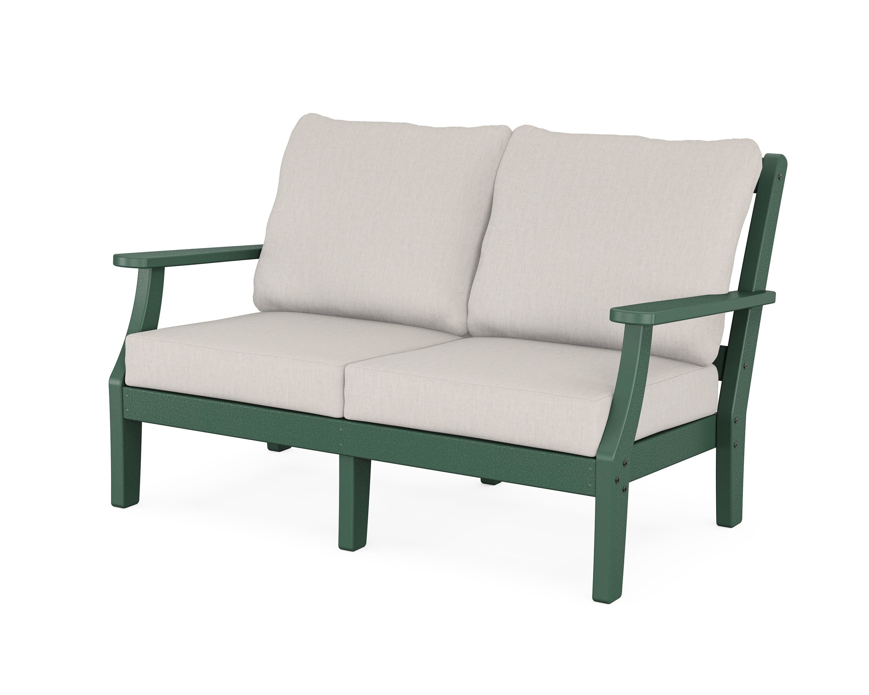 Martha Stewart by POLYWOOD® Chinoiserie Deep Seating Loveseat in Green / Cast Ash