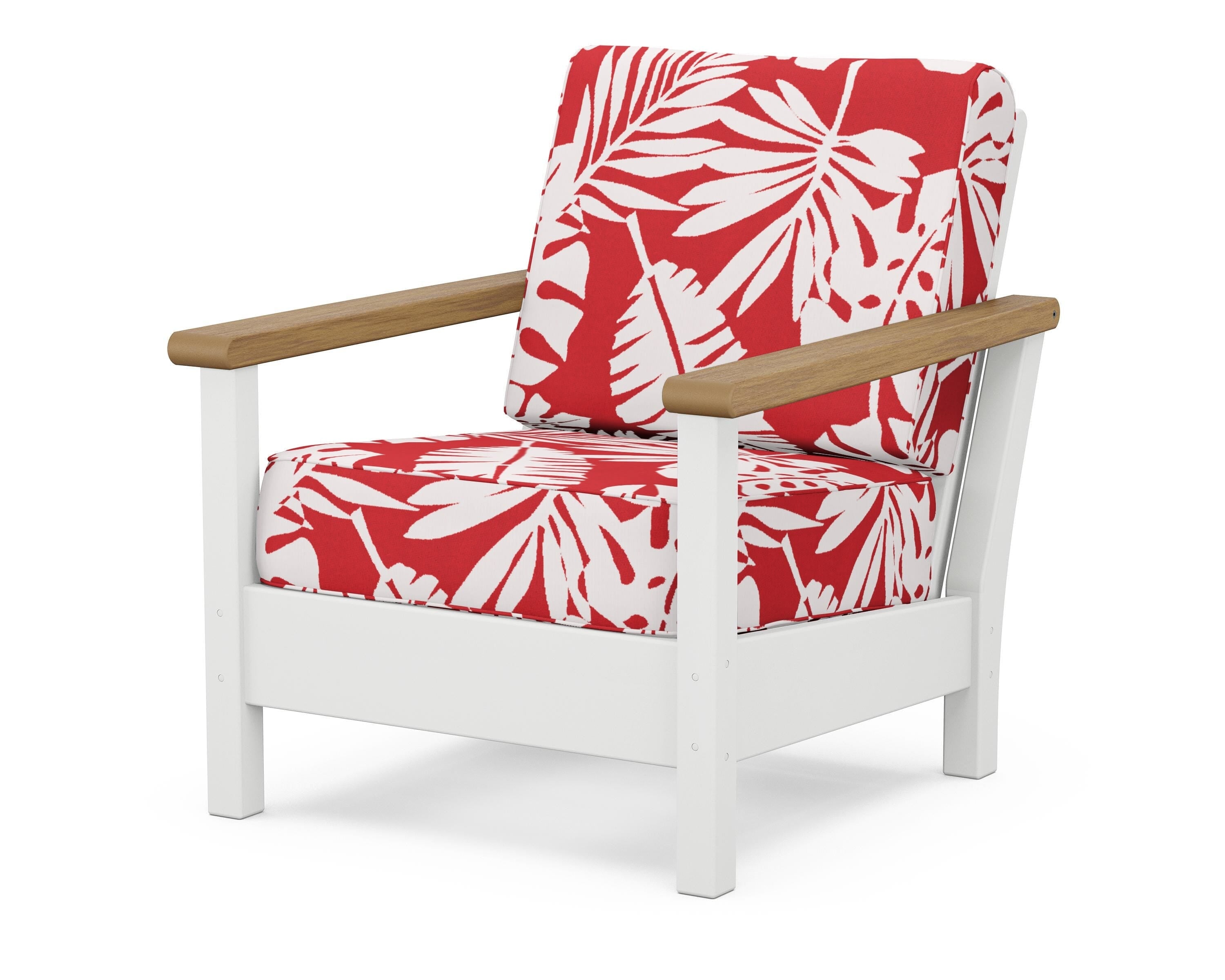 POLYWOOD® Harbour Deep Seating Chair in White / Natural / Leaf Crimson