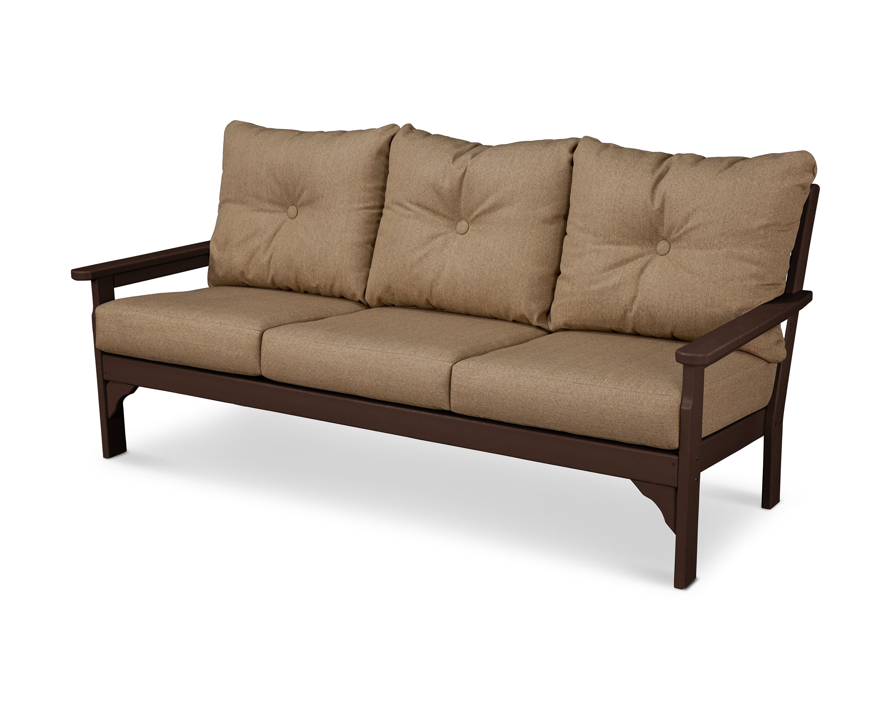 POLYWOOD® Vineyard Deep Seating Sofa in Mahogany / Sesame