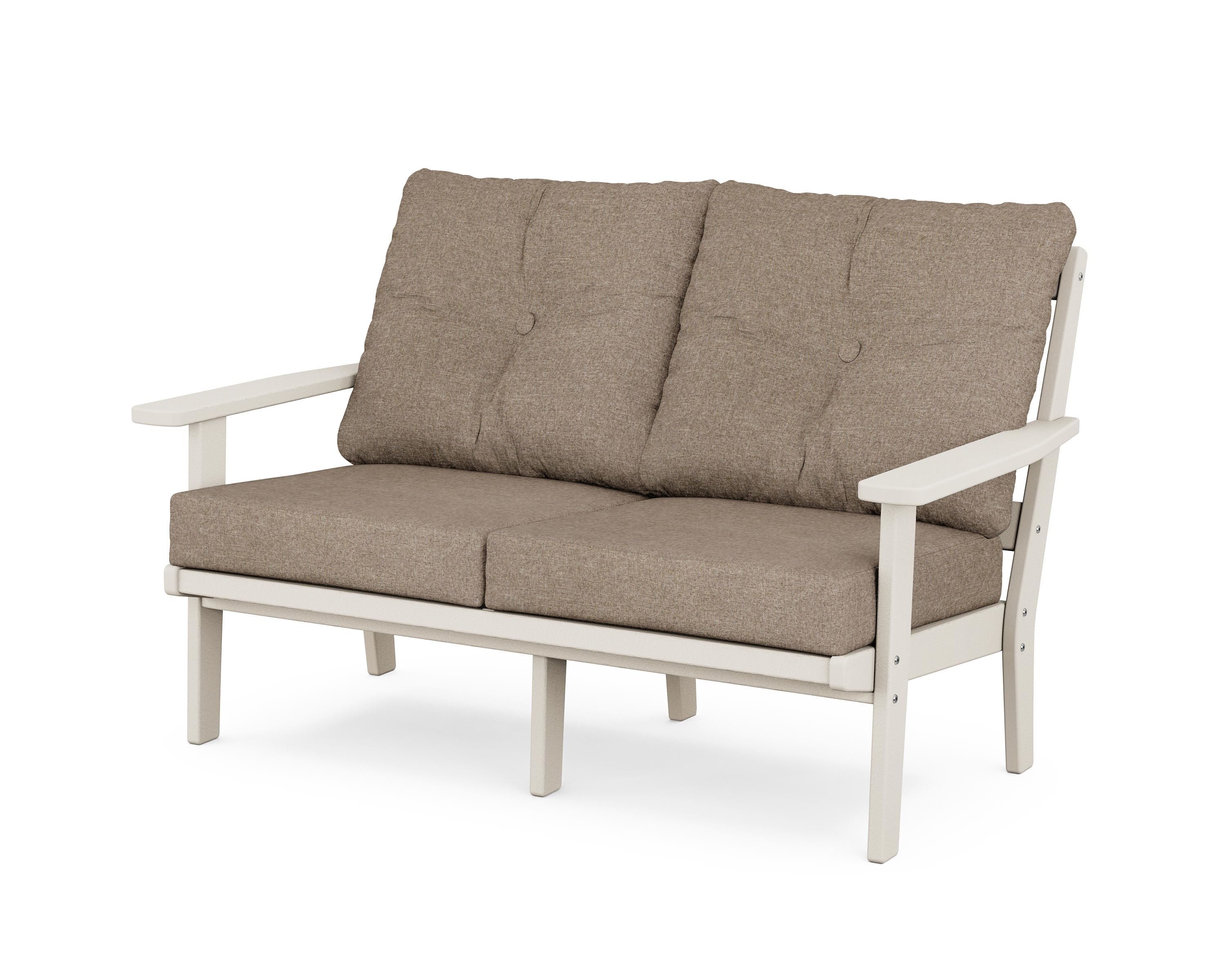 POLYWOOD® Oxford Deep Seating Loveseat in Sand / Spiced Burlap