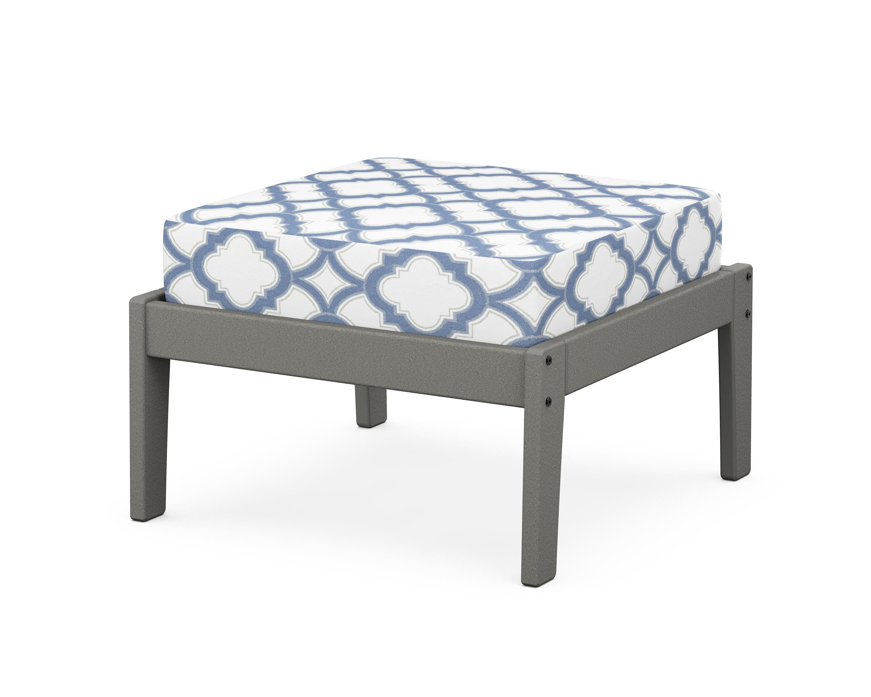 Unbranded Deep Seating Ottoman in Slate Grey / Trellis Sky Blue