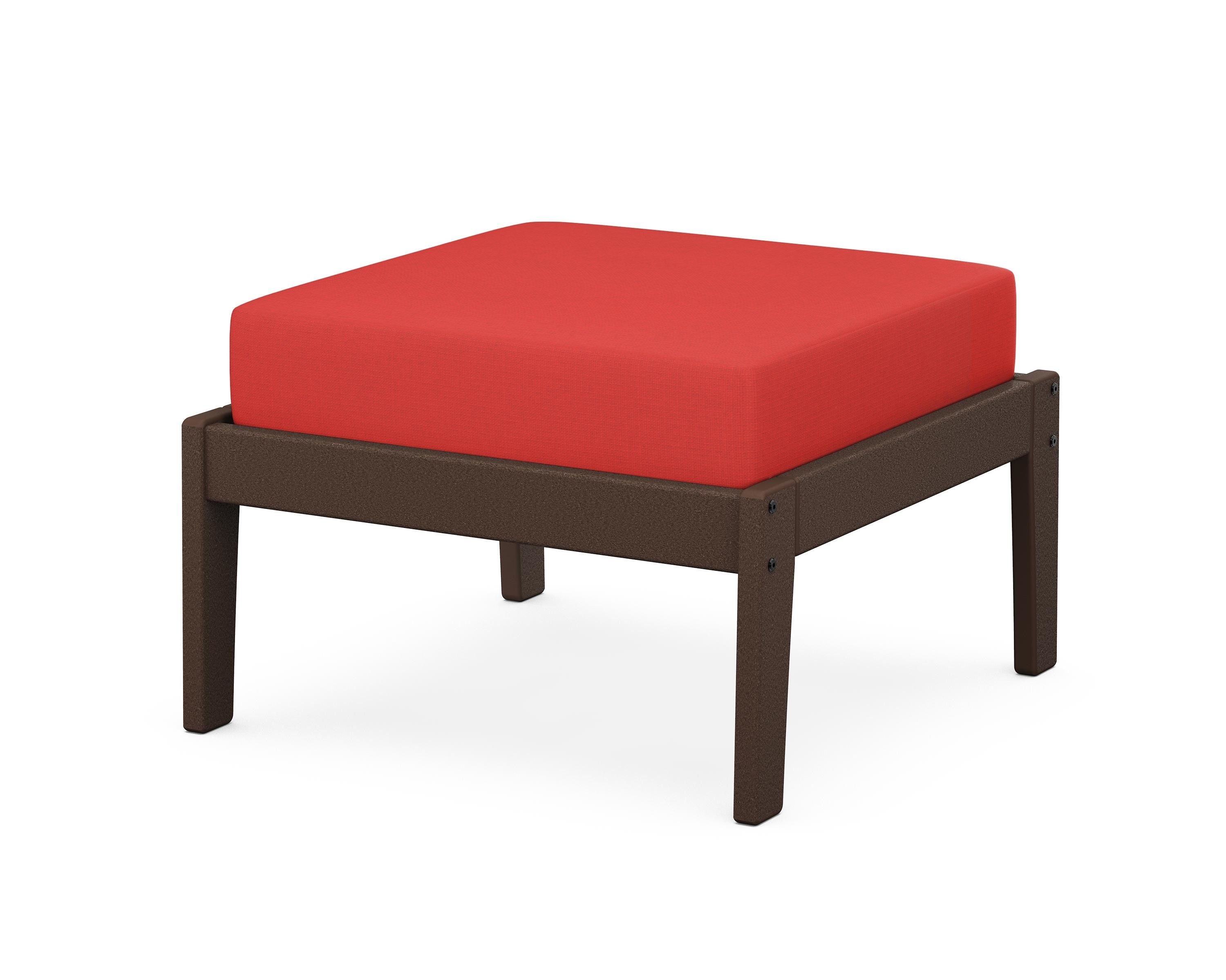Unbranded Deep Seating Ottoman in Mahogany / Crimson Linen