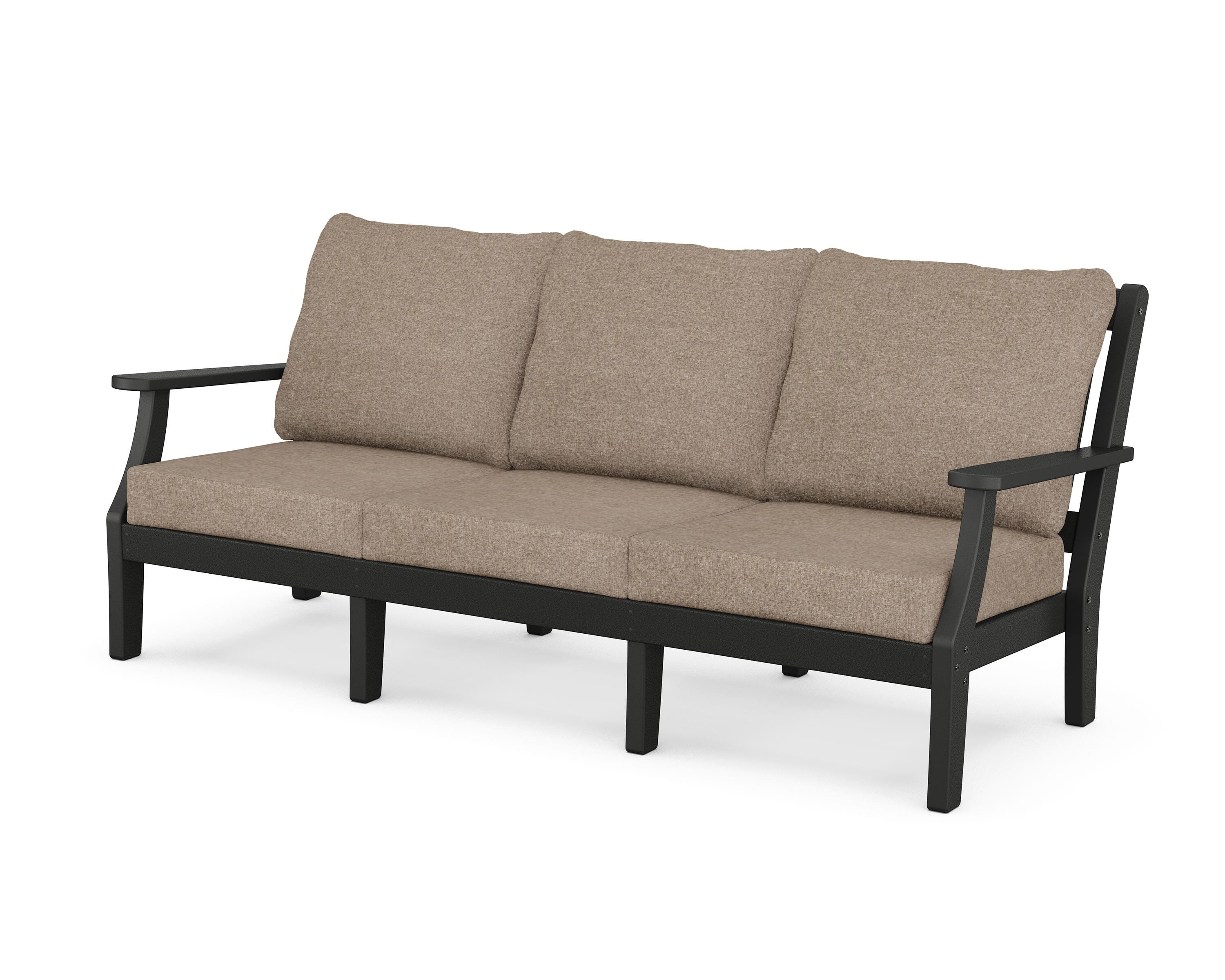 Martha Stewart by POLYWOOD® Chinoiserie Deep Seating Sofa in Black / Spiced Burlap