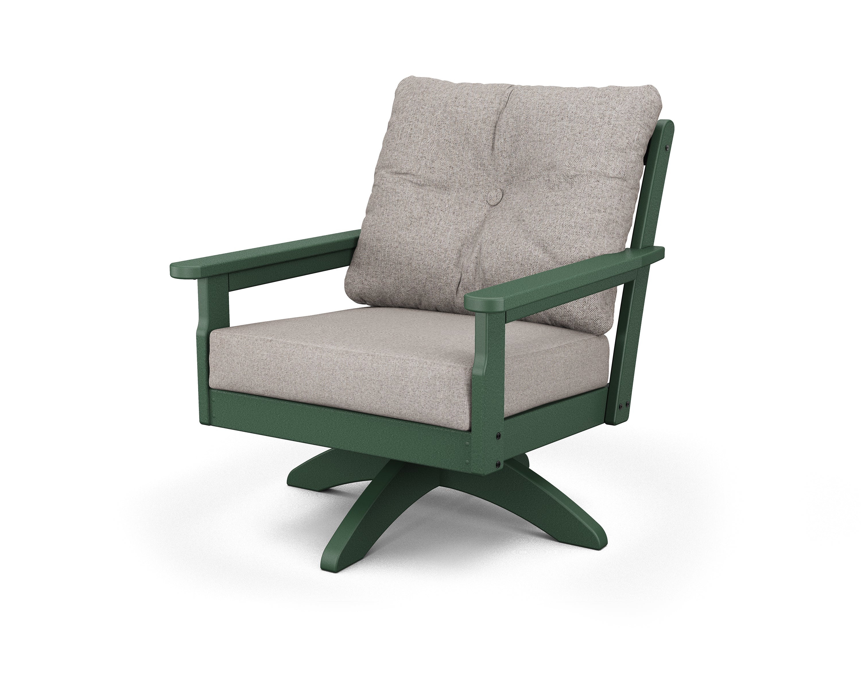 POLYWOOD® Vineyard Deep Seating Swivel Chair in Green / Weathered Tweed