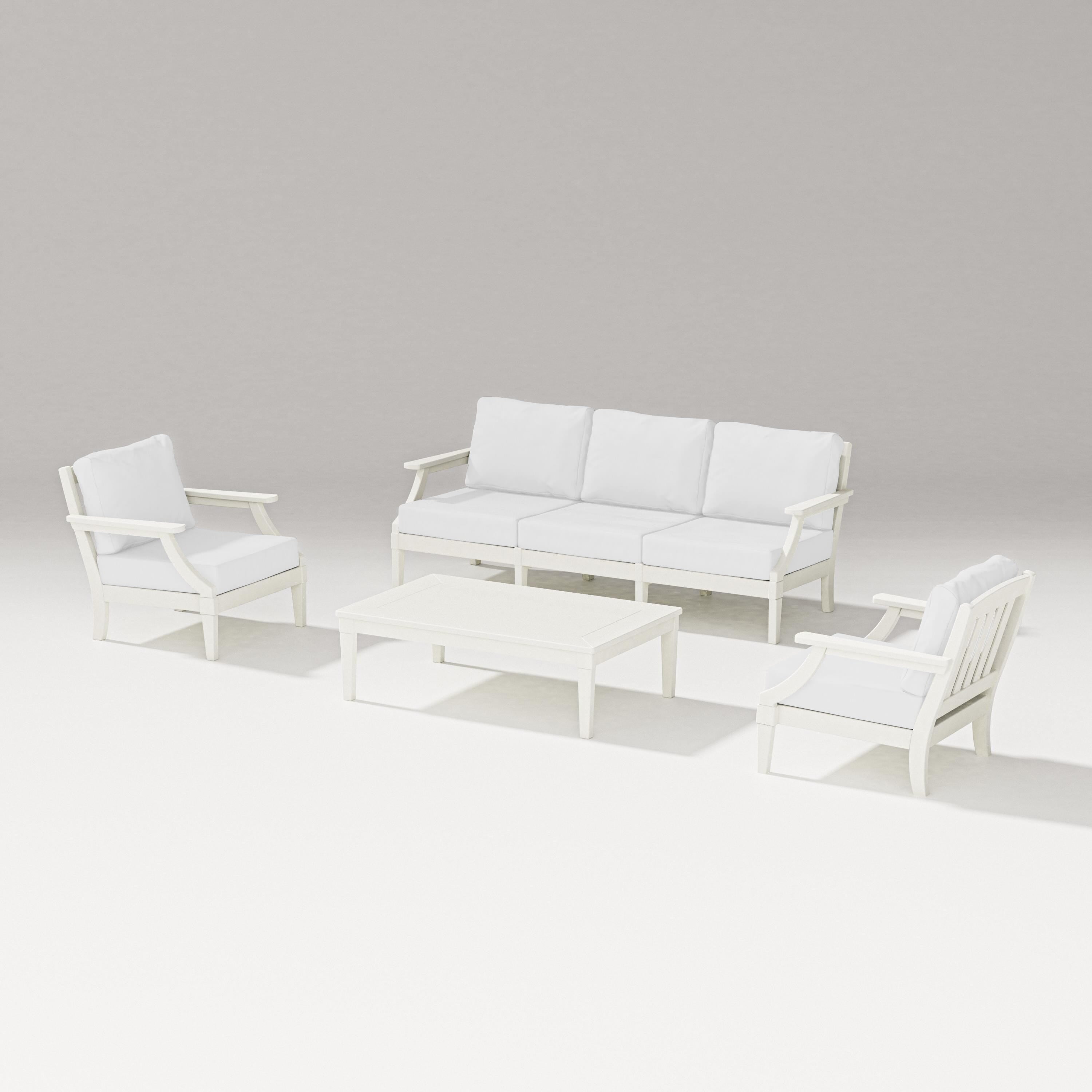 PW Designer Series Estate 4-Piece Lounge Sofa Set in Vintage White / Natural