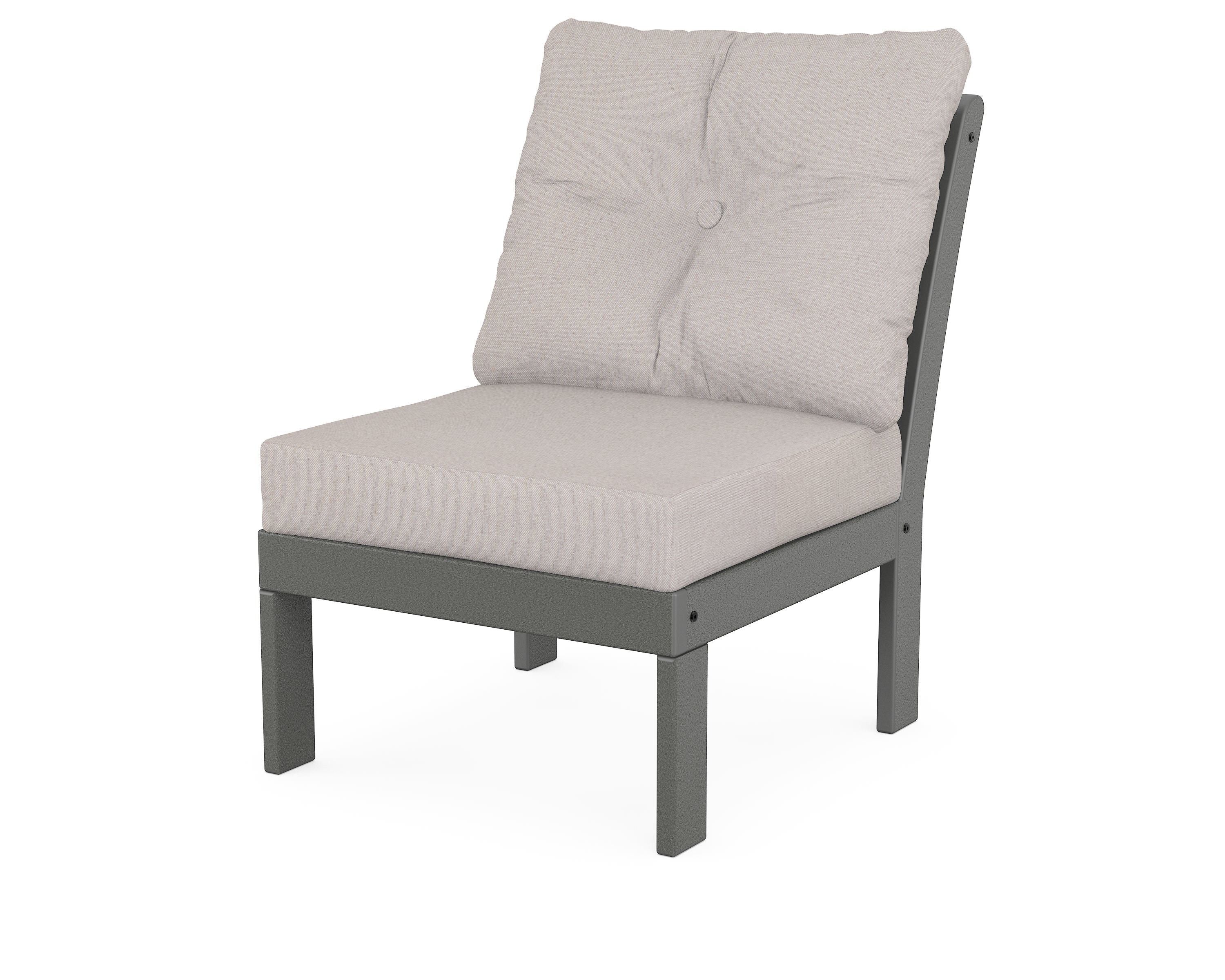 POLYWOOD® Vineyard Modular Armless Chair in Slate Grey / Dune Burlap
