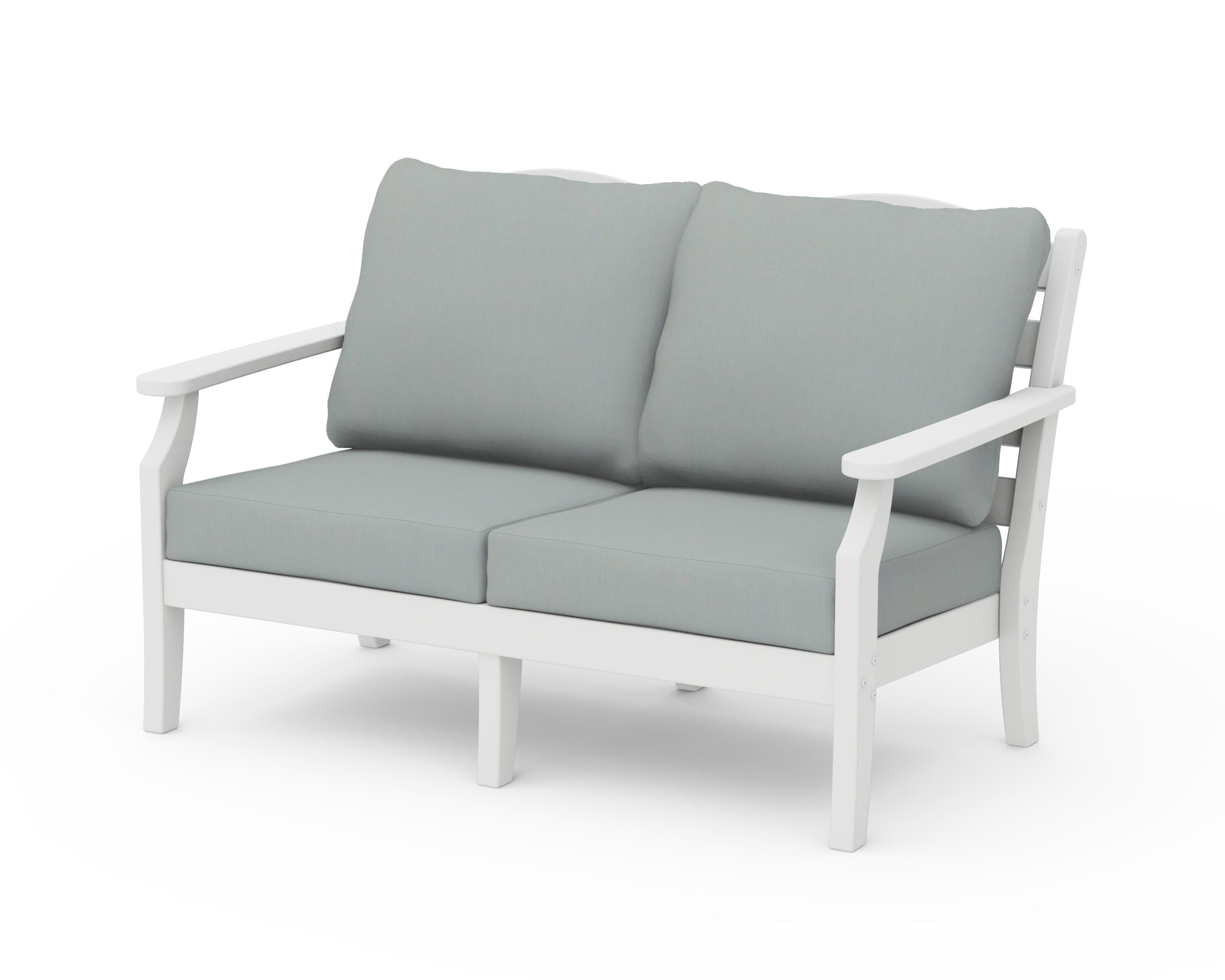 Draper James™ by POLYWOOD® Savannah Deep Seating Loveseat in White / Spa