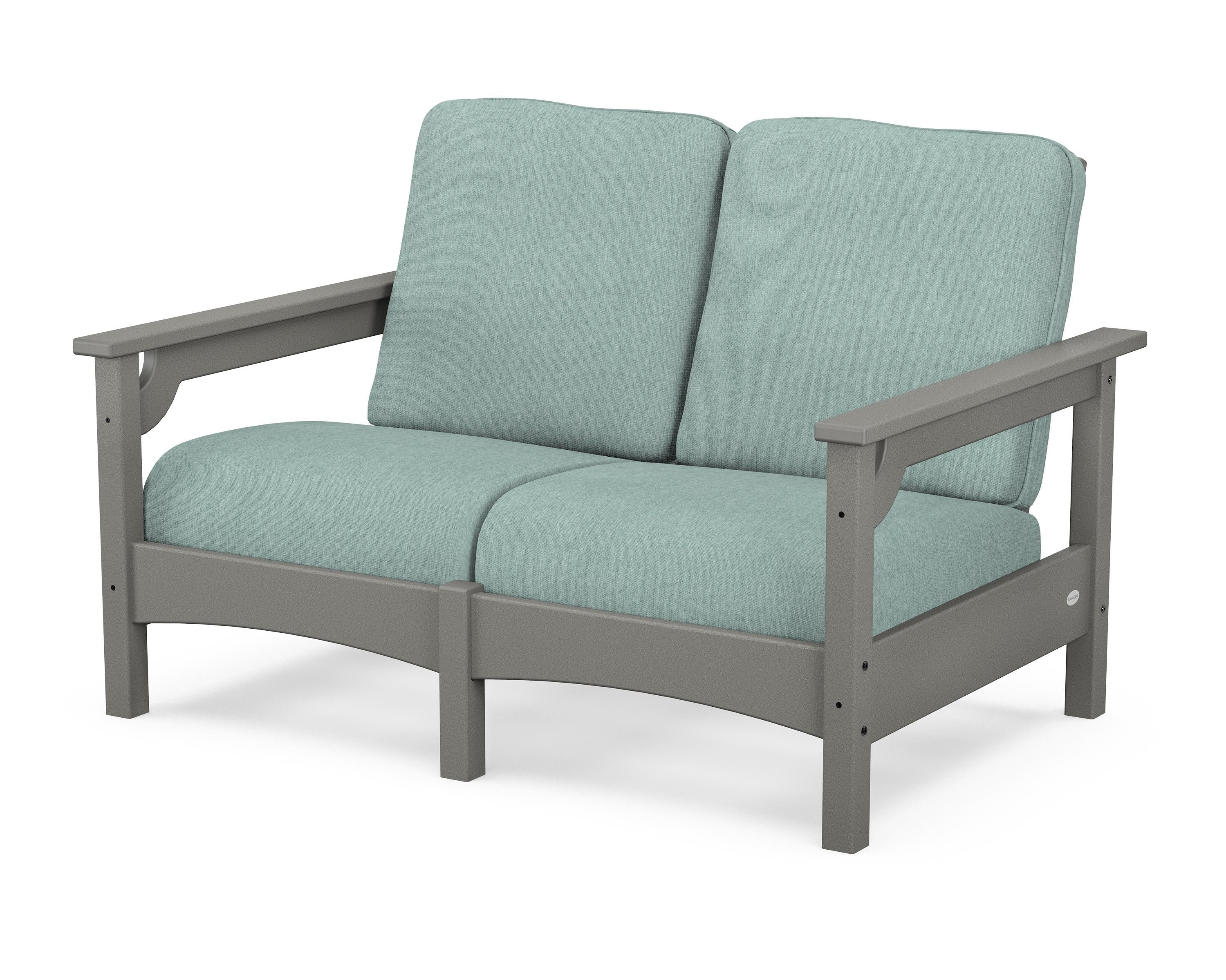 POLYWOOD® Club Loveseat in Slate Grey / Glacier Spa