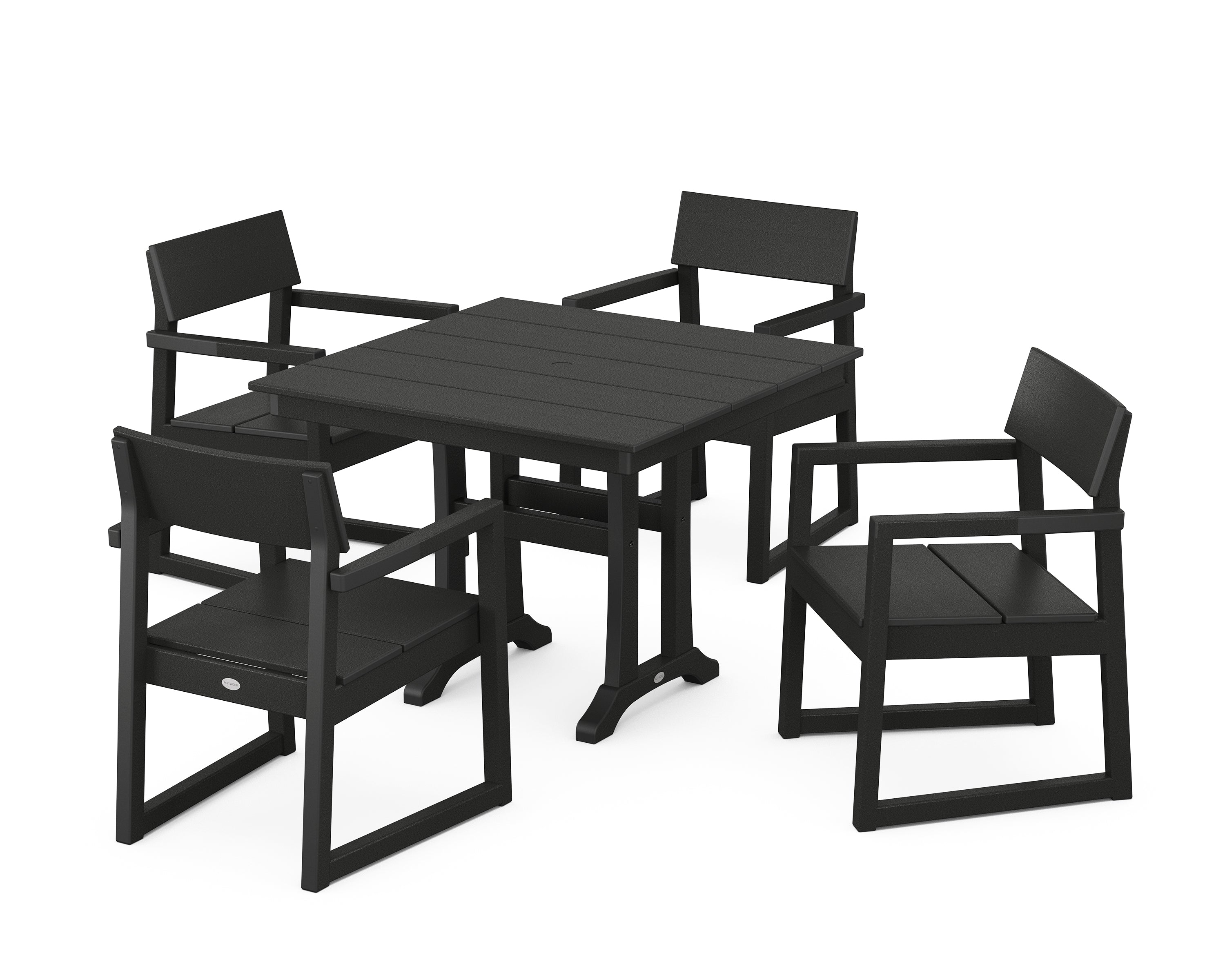 POLYWOOD® EDGE 5-Piece Farmhouse Dining Set With Trestle Legs in Black