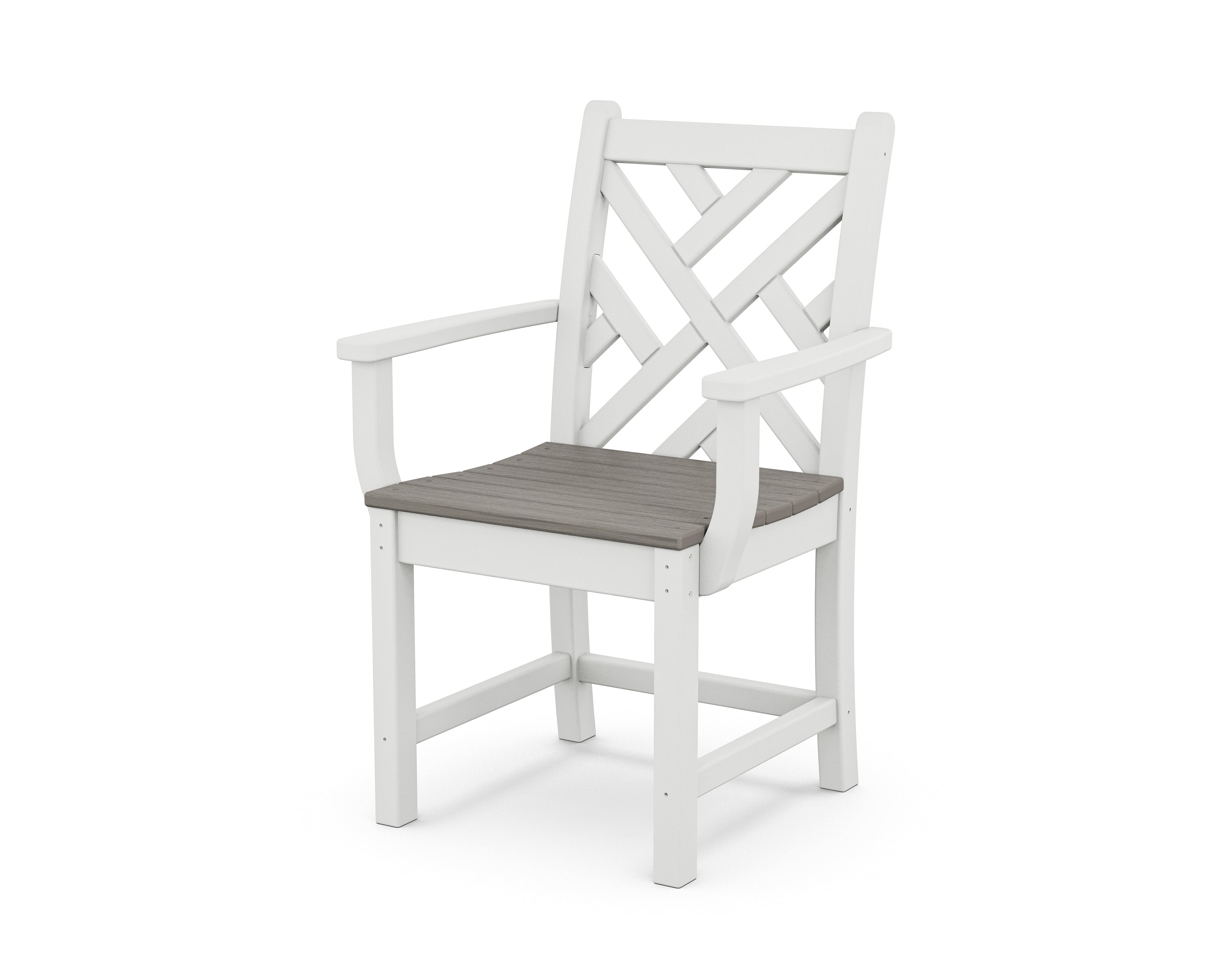 POLYWOOD® Chippendale Dining Arm Chair in White / Driftwood
