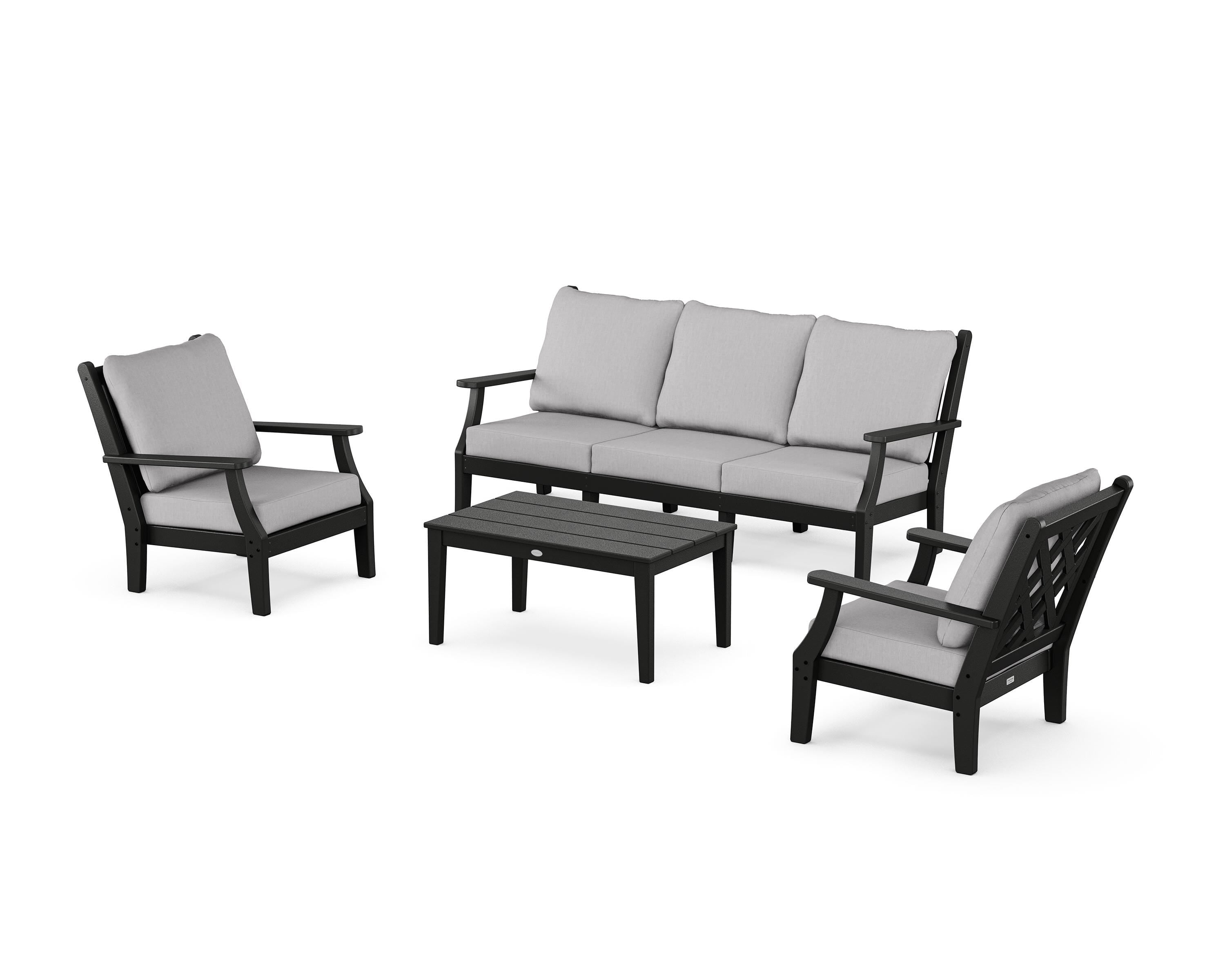 Country Living Wovendale 4-Piece Deep Seating Set with Sofa in Black / Granite