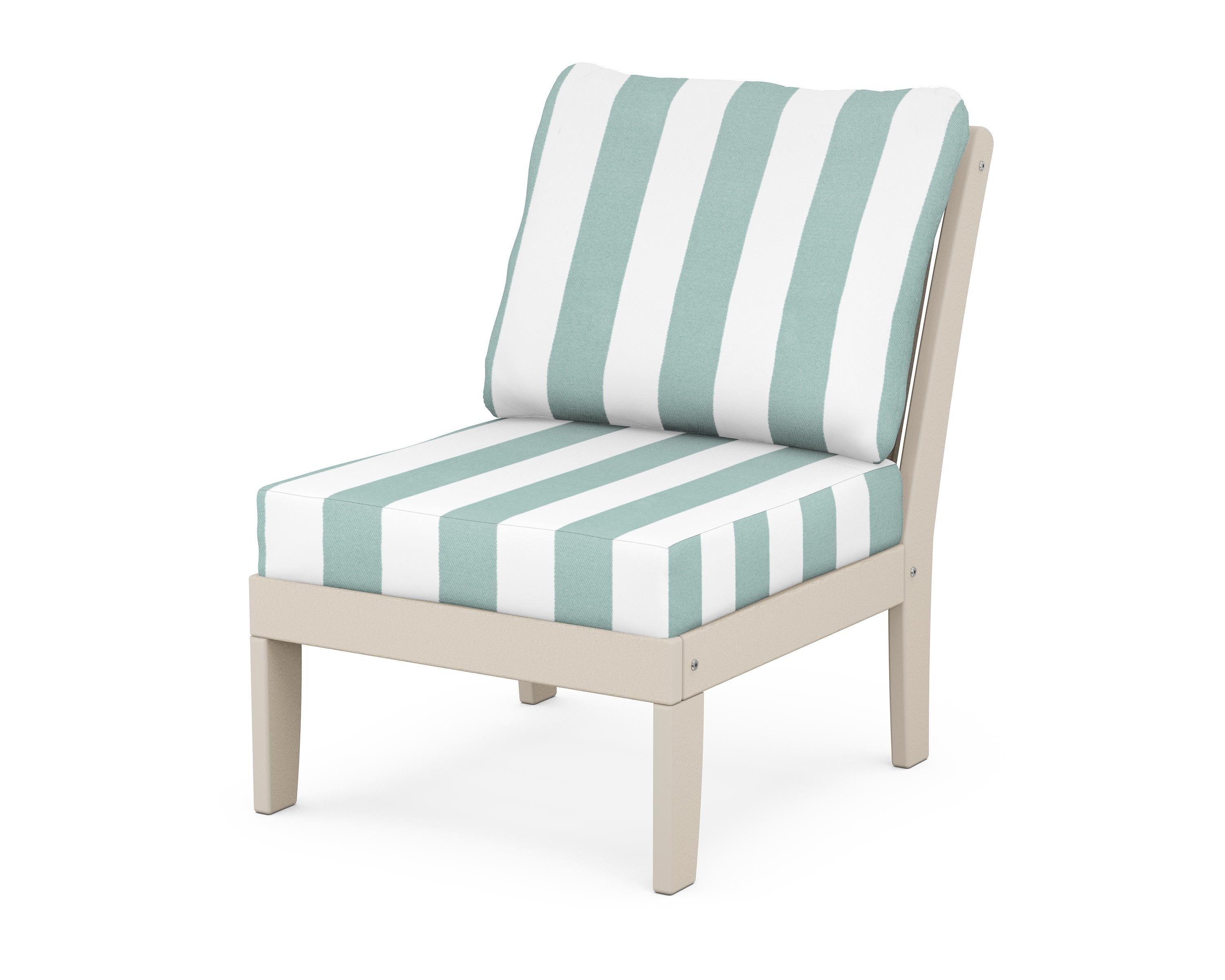 POLYWOOD® Braxton Modular Armless Chair in Sand / Cabana Stripe Glacier Spa