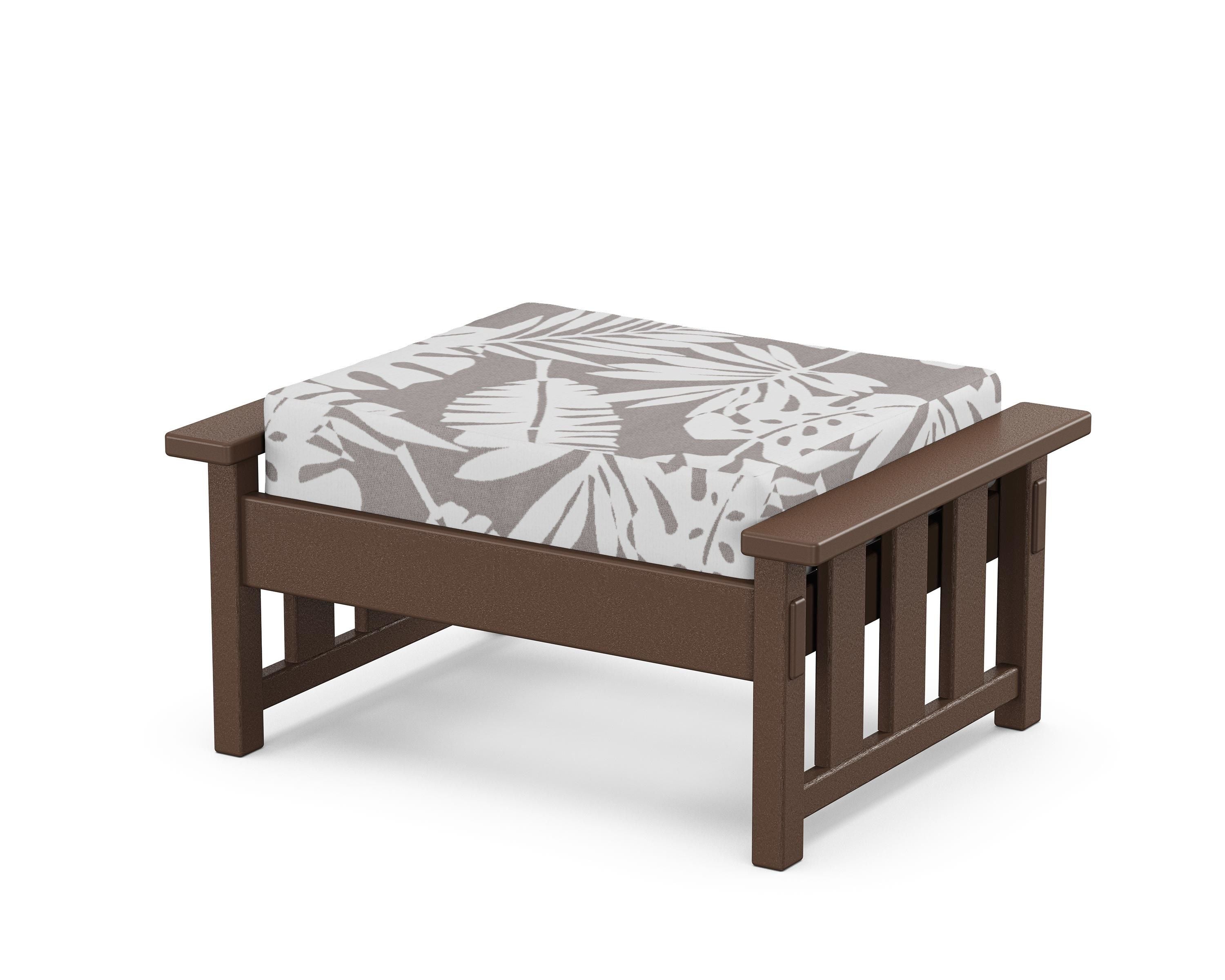 Martha Stewart by POLYWOOD® Acadia Deep Seating Ottoman in Mahogany / Leaf Grey Mist
