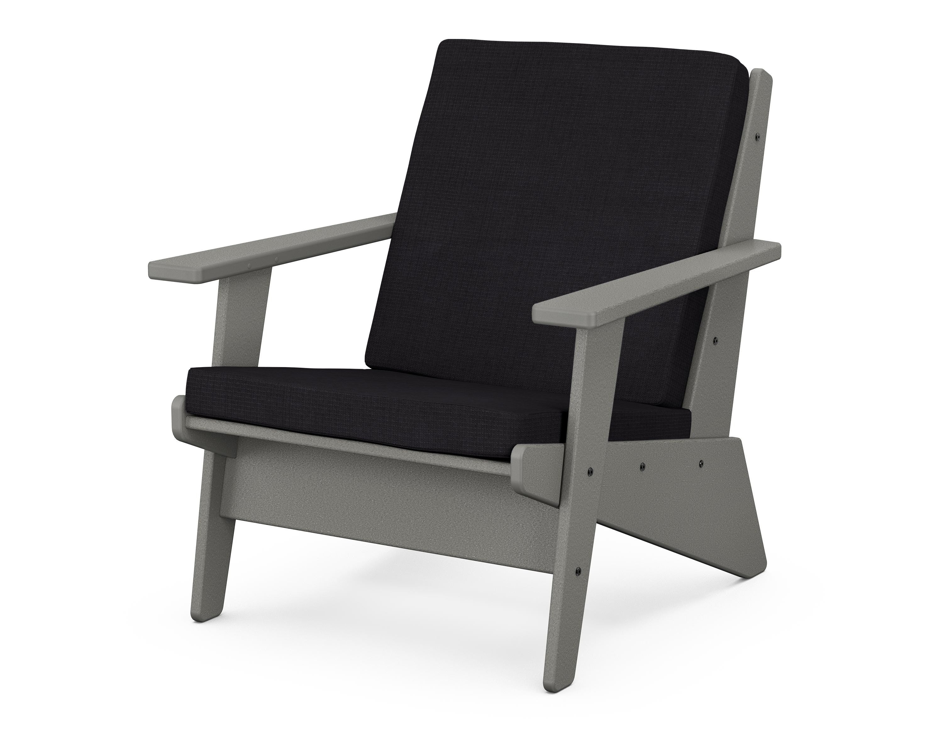 POLYWOOD® Riviera Modern Lounge Chair in Slate Grey / Midnight Linen