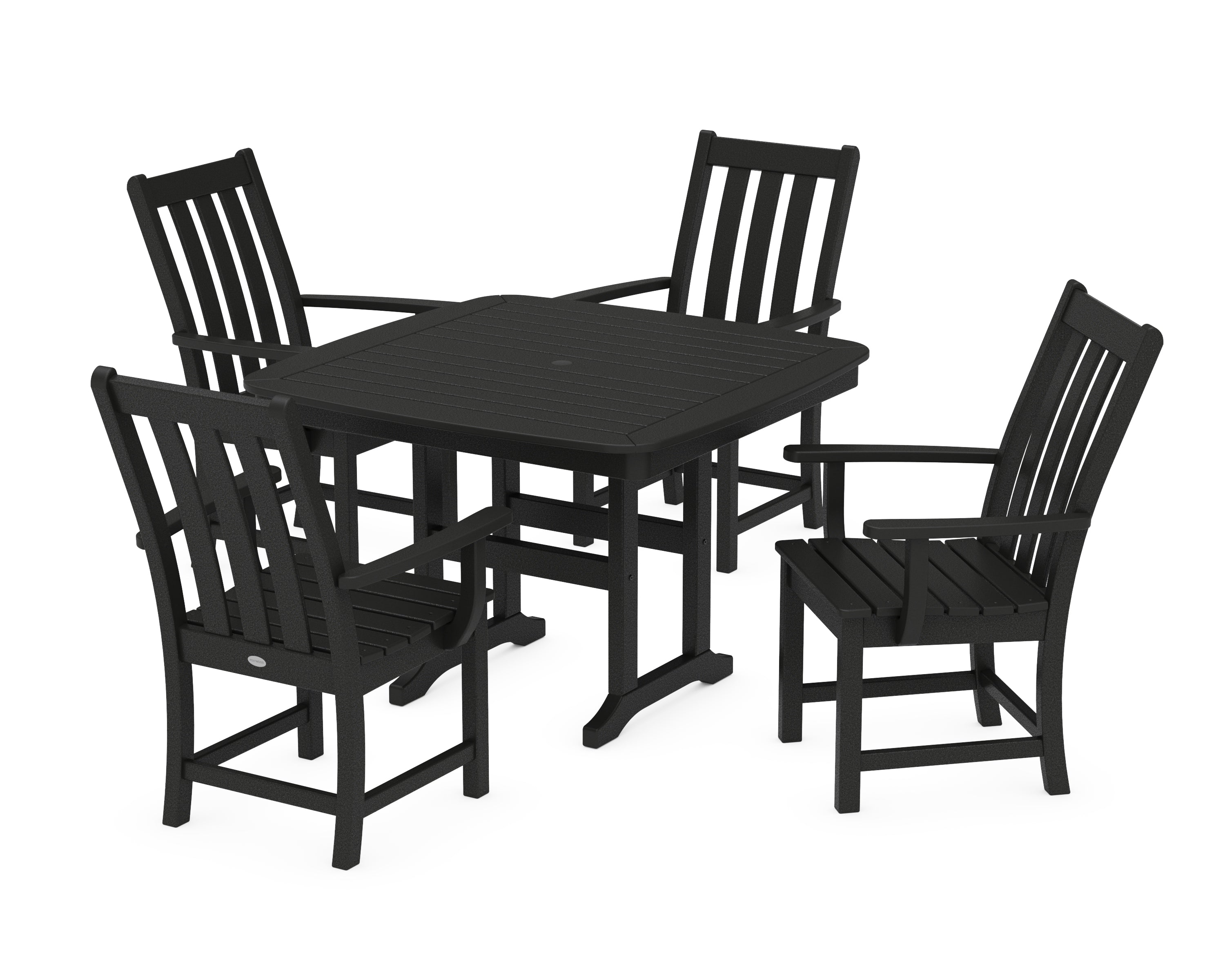 POLYWOOD® Vineyard 5-Piece Dining Set with Trestle Legs in Black