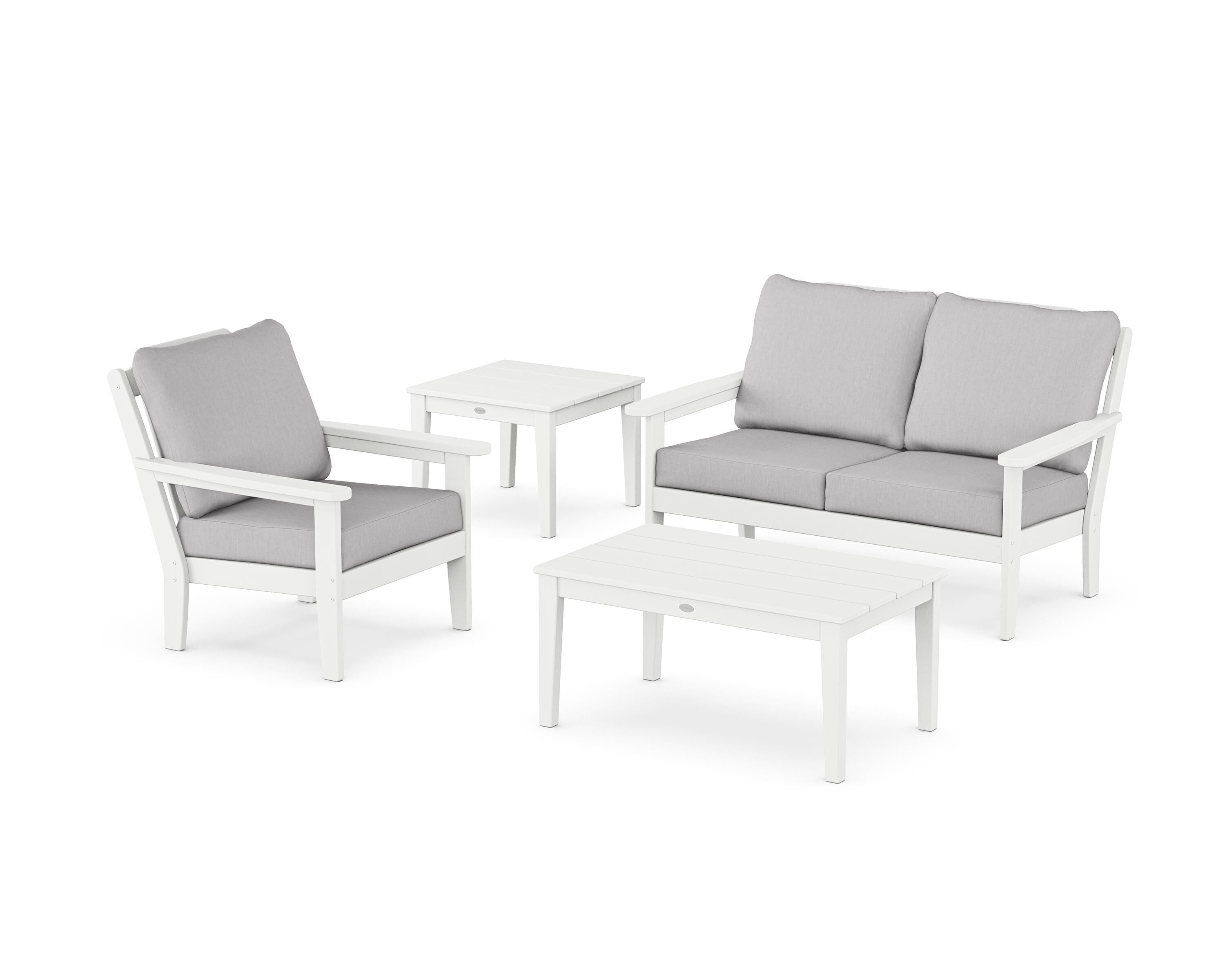 Country Living Wovendale 4-Piece Deep Seating Set in White / Granite