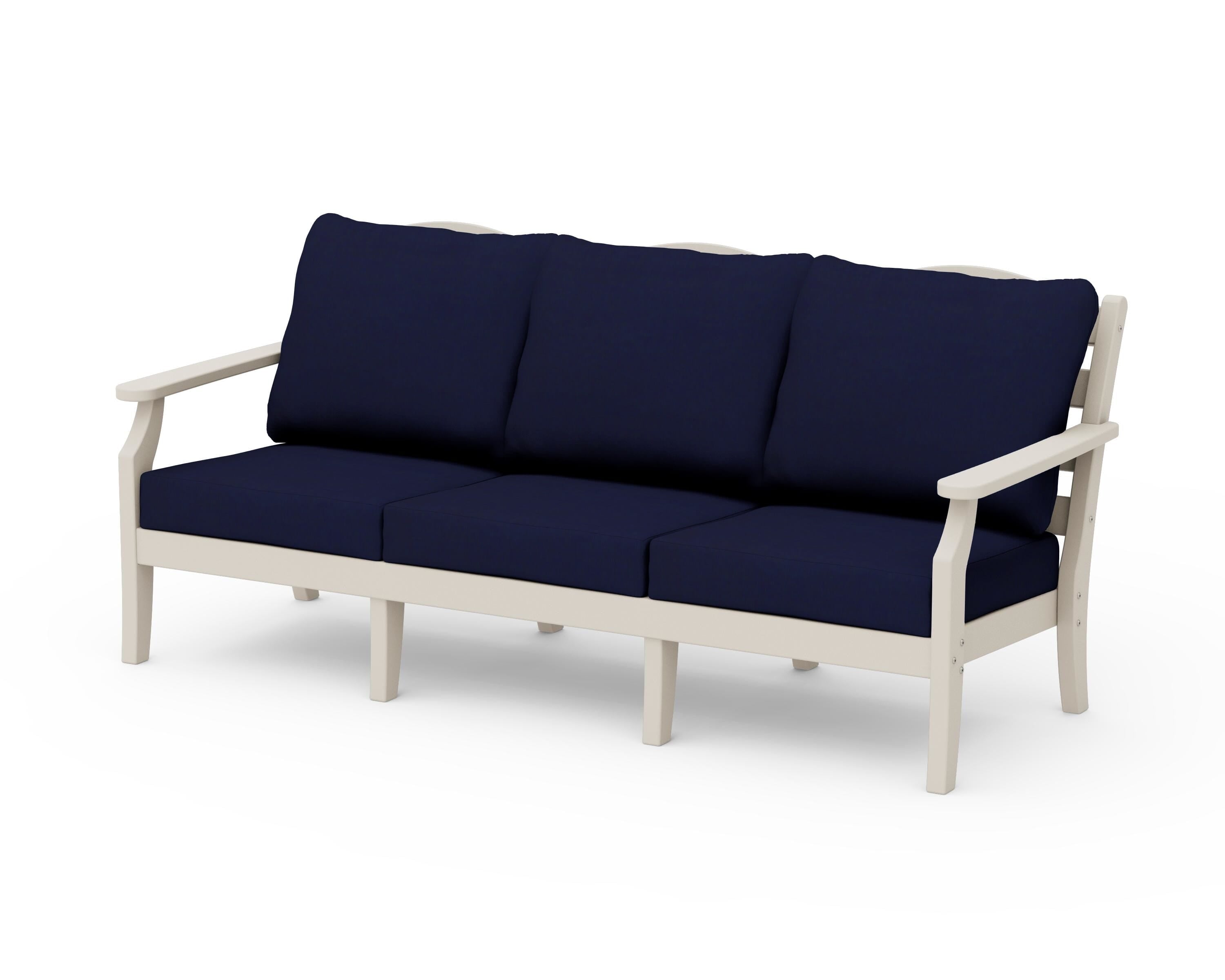 Draper James™ by POLYWOOD® Savannah Deep Seating Sofa in Sand / Navy