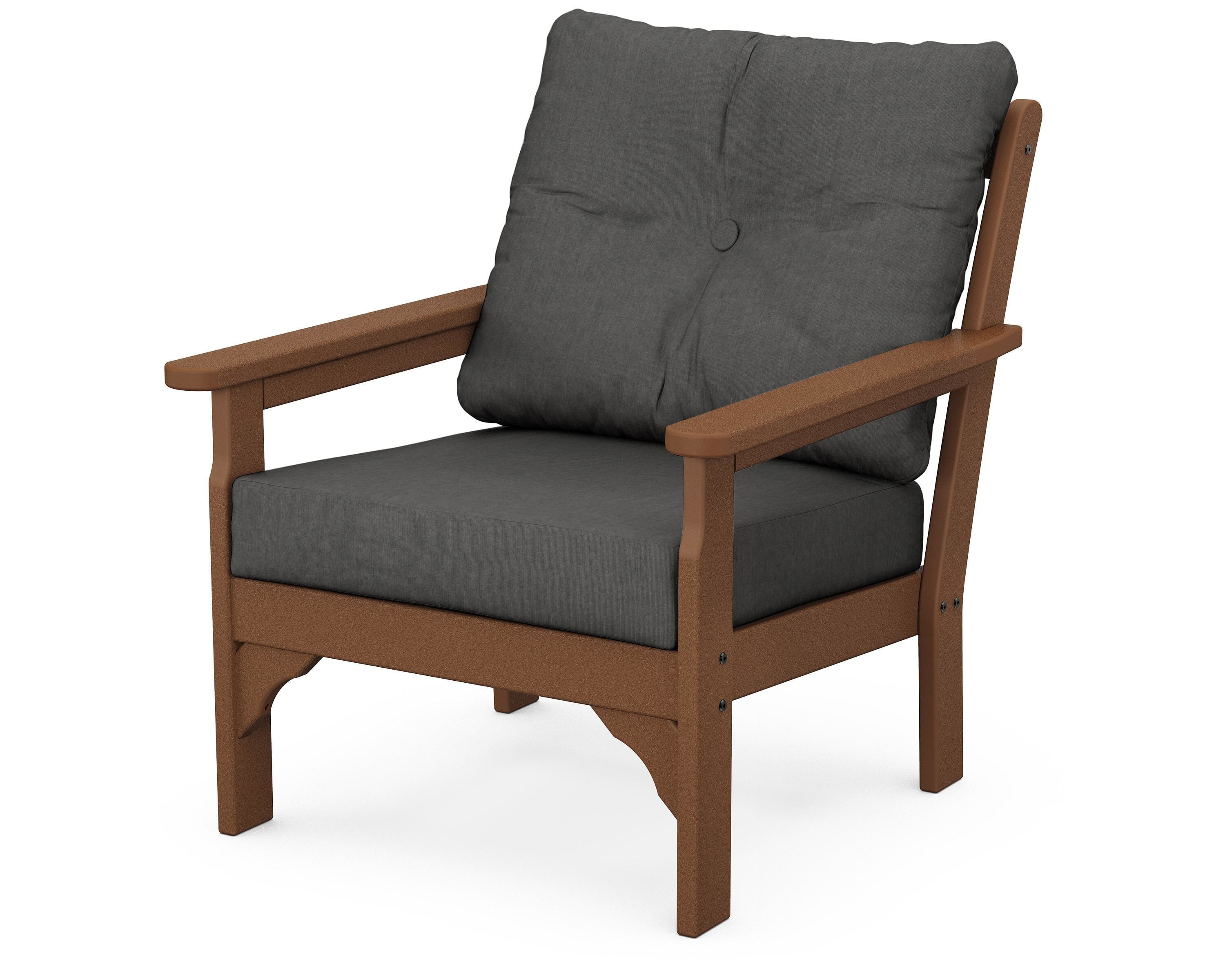 POLYWOOD® Vineyard Deep Seating Chair in Teak / Spectrum Carbon