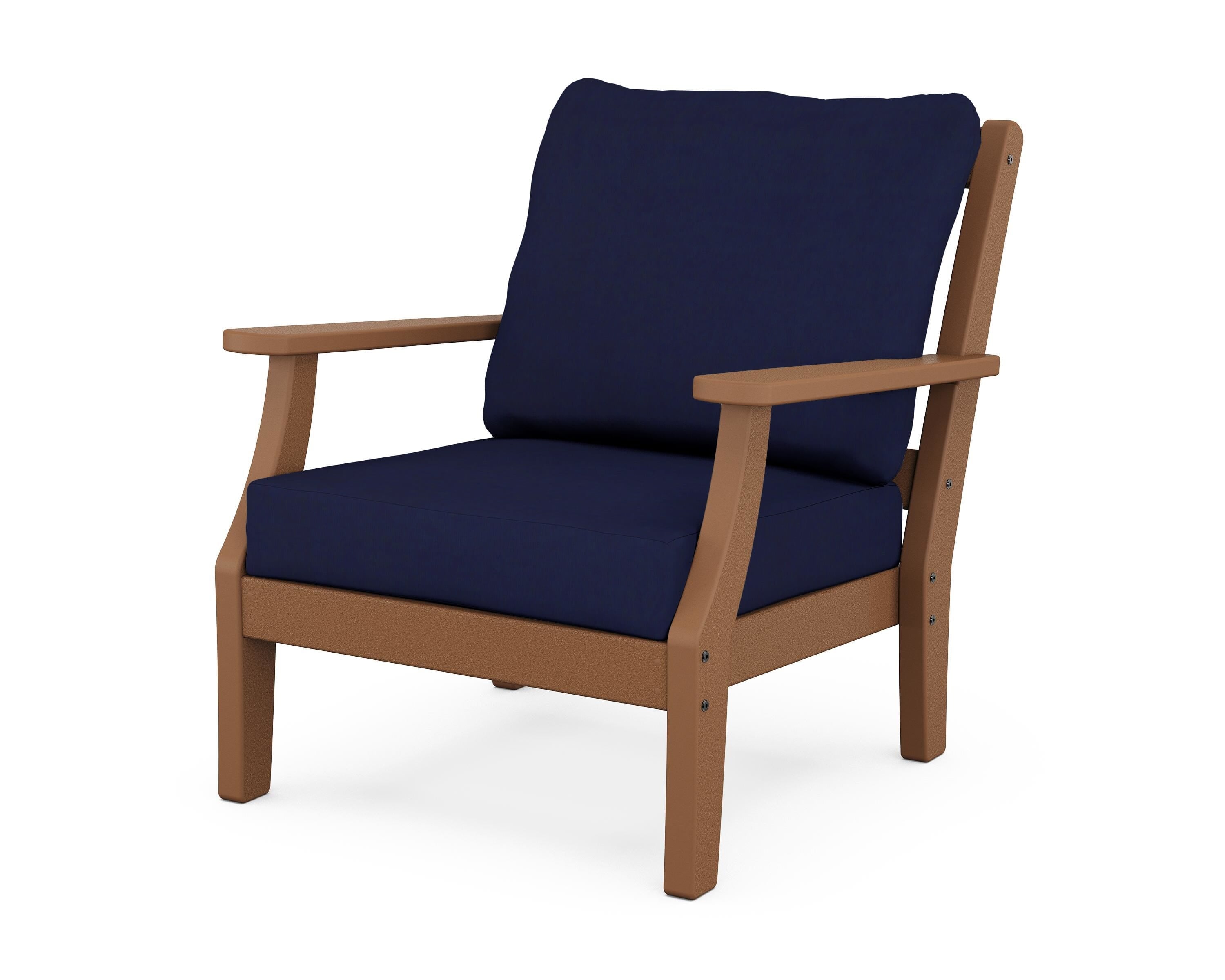 Martha Stewart by POLYWOOD® Chinoiserie Deep Seating Chair in Teak / Navy