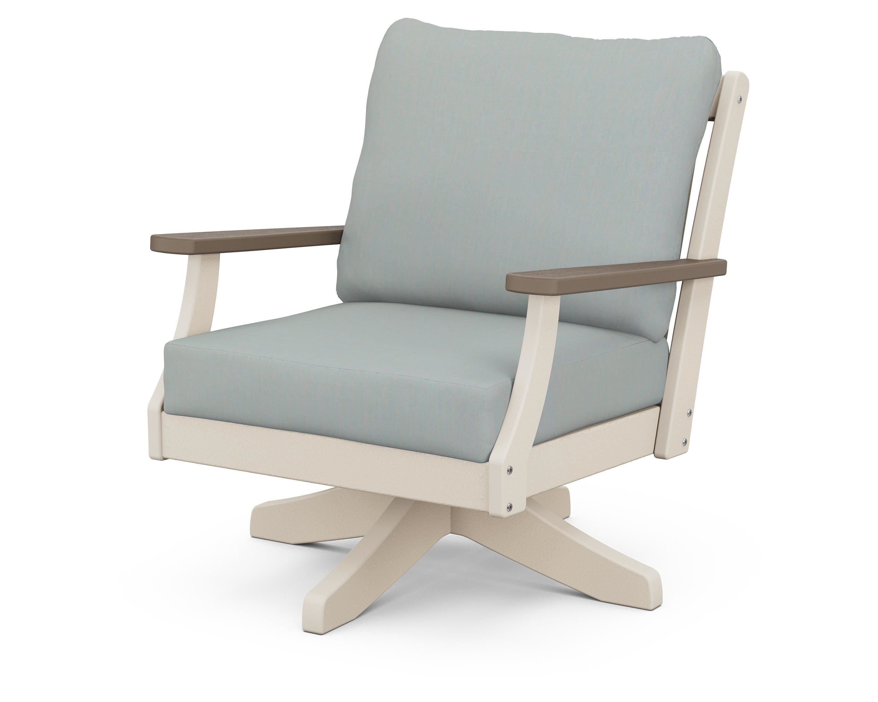 POLYWOOD® Braxton Deep Seating Swivel Chair in Sand / Kona / Spa