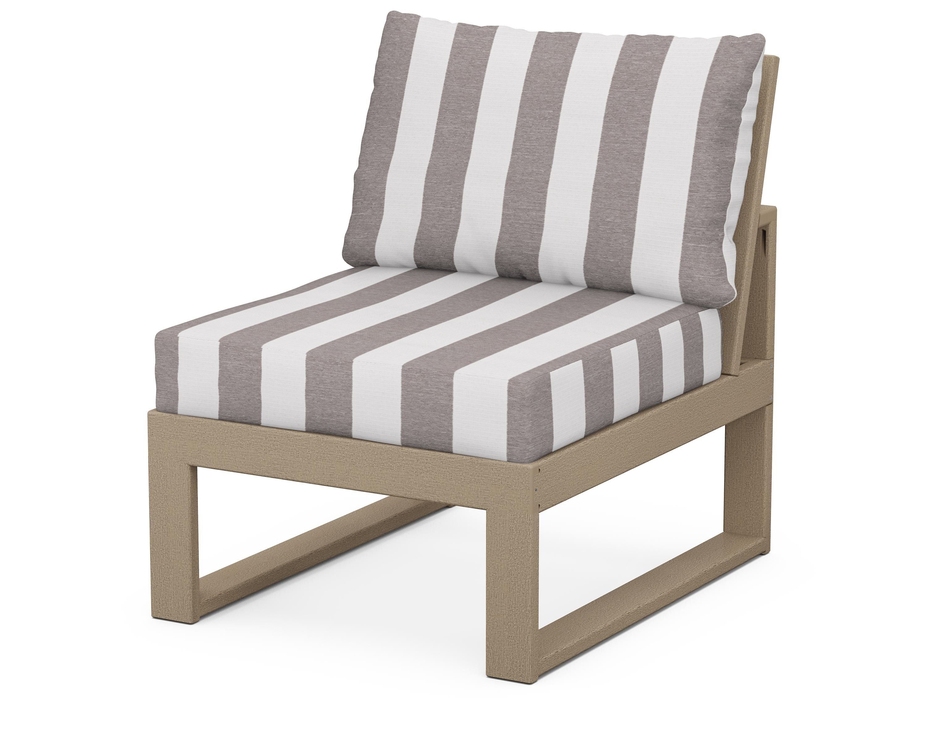 Unbranded Modular Armless Chair in Vintage Sahara / Cabana Stripe Grey Mist