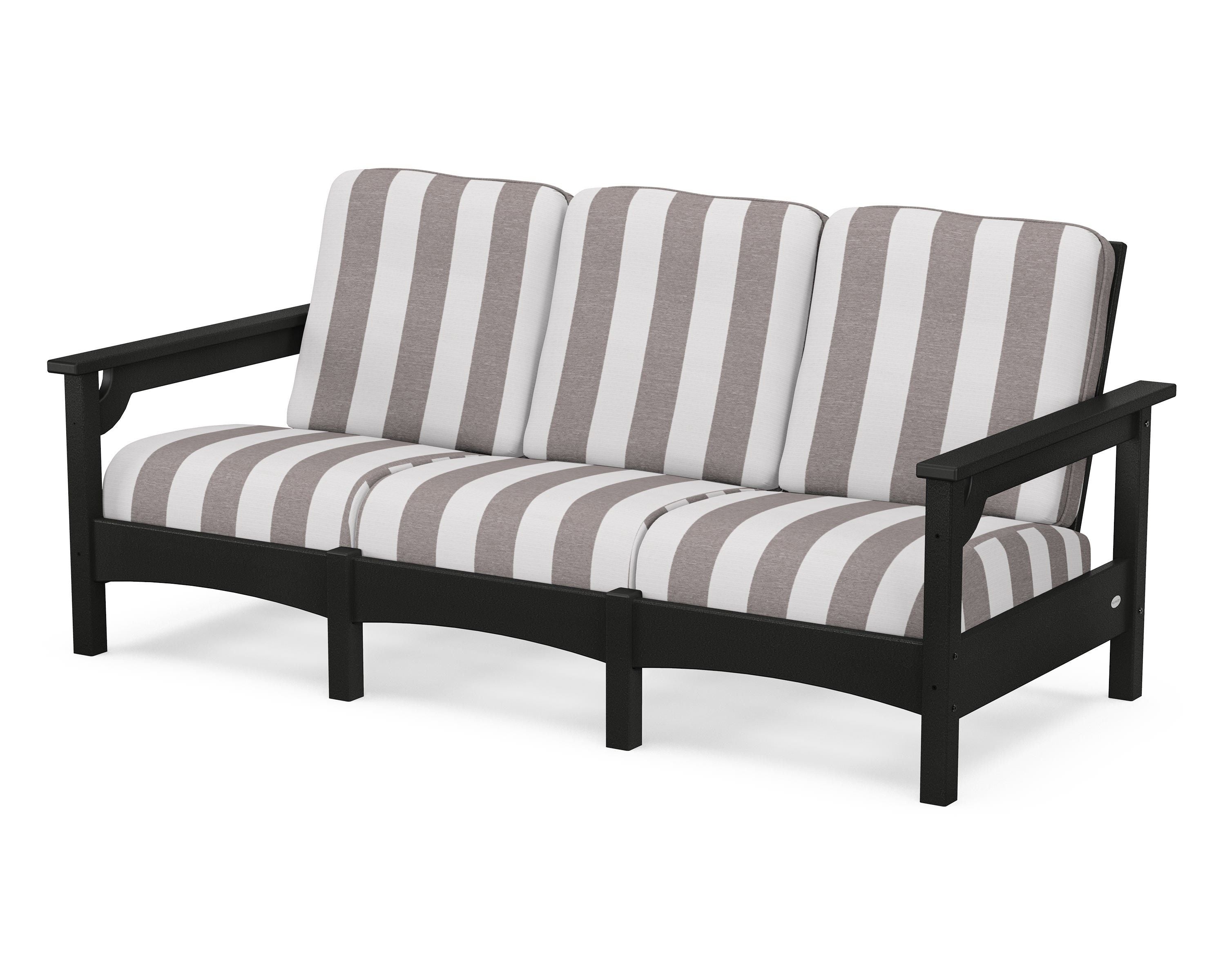 POLYWOOD® Club Sofa in Black / Cabana Stripe Grey Mist