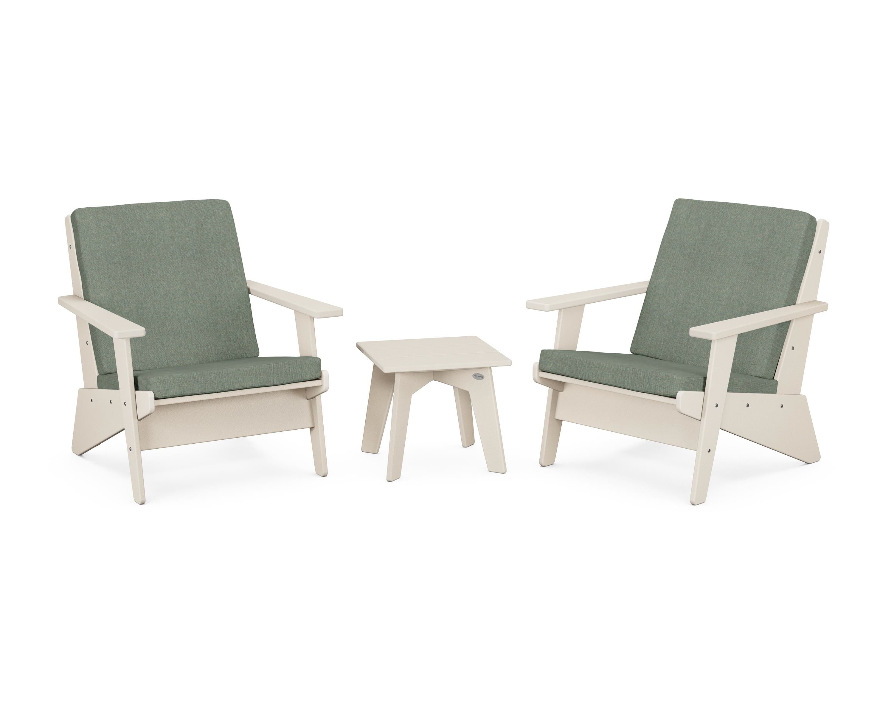 POLYWOOD® Riviera Modern Lounge 3-Piece Set in Sand / Cast Sage
