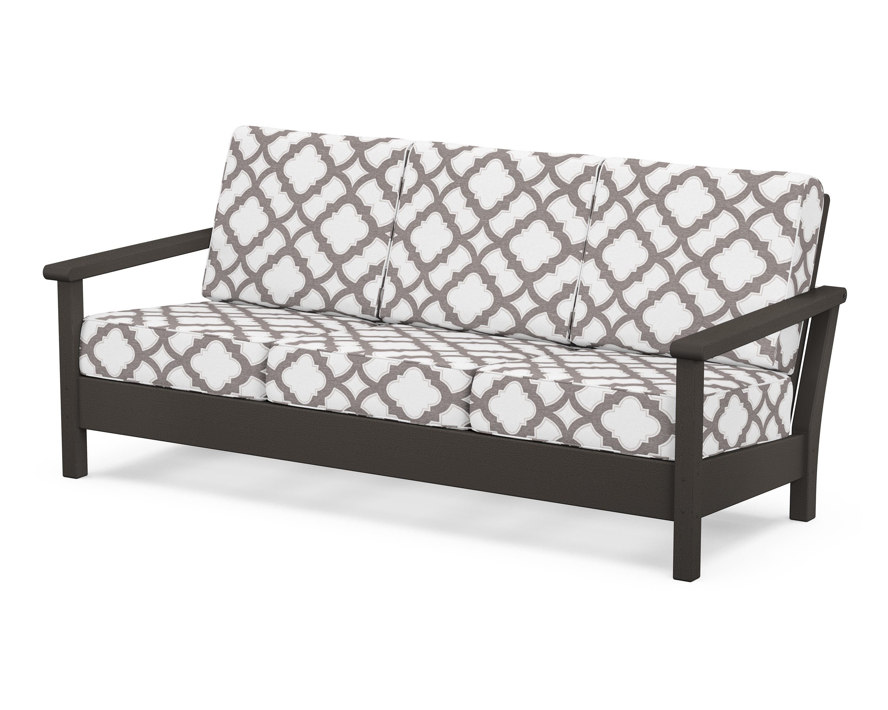 POLYWOOD® Harbour Deep Seating Sofa in Vintage Coffee / Trellis Grey Mist