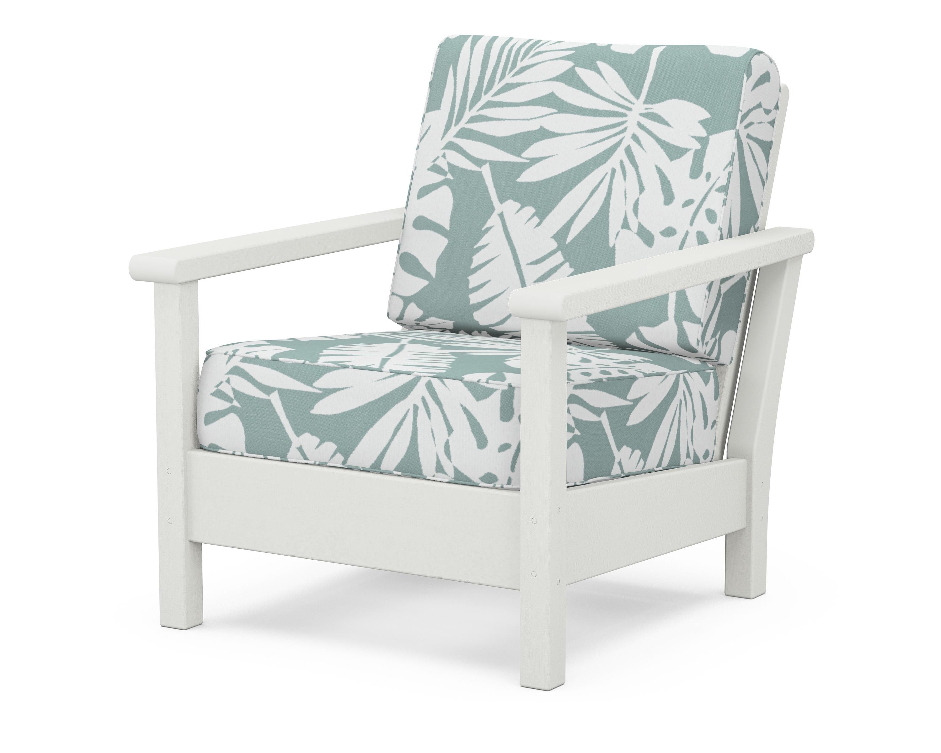 POLYWOOD® Harbour Deep Seating Chair in Vintage White / Leaf Glacier Spa