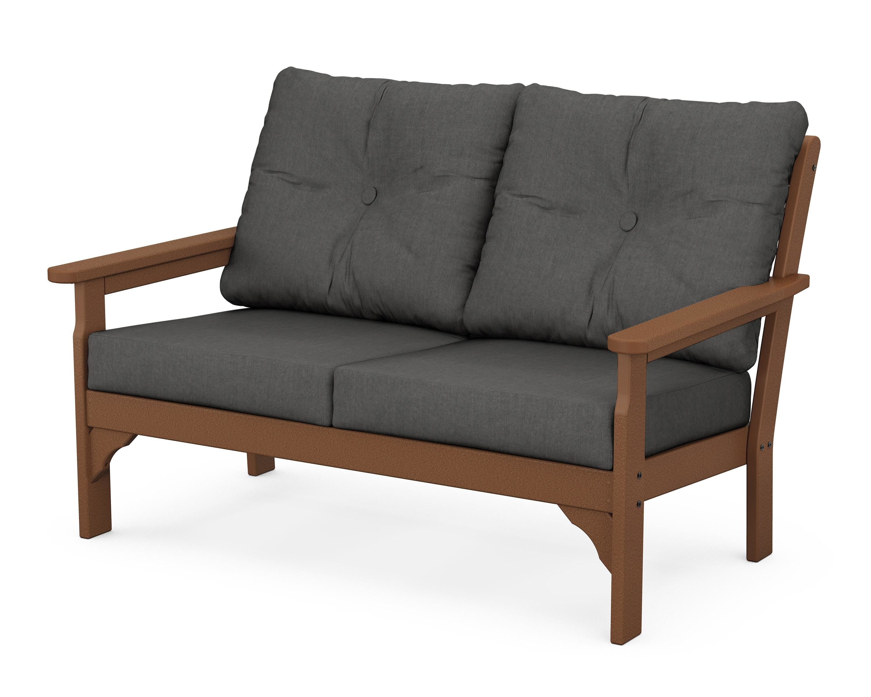 POLYWOOD® Vineyard Deep Seating Loveseat in Teak / Spectrum Carbon