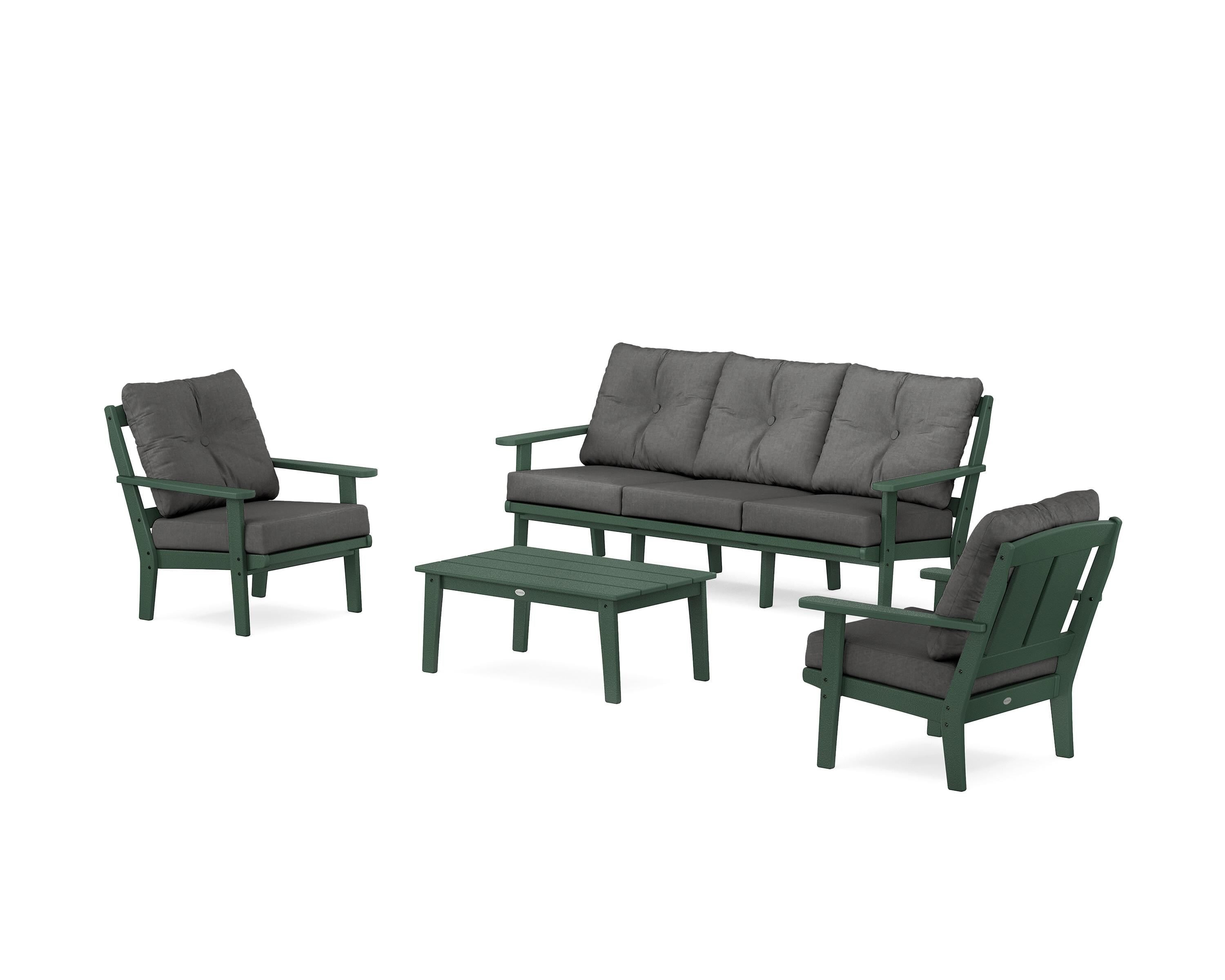 POLYWOOD® Mission 4-Piece Deep Seating Set with Sofa in Green / Spectrum Carbon