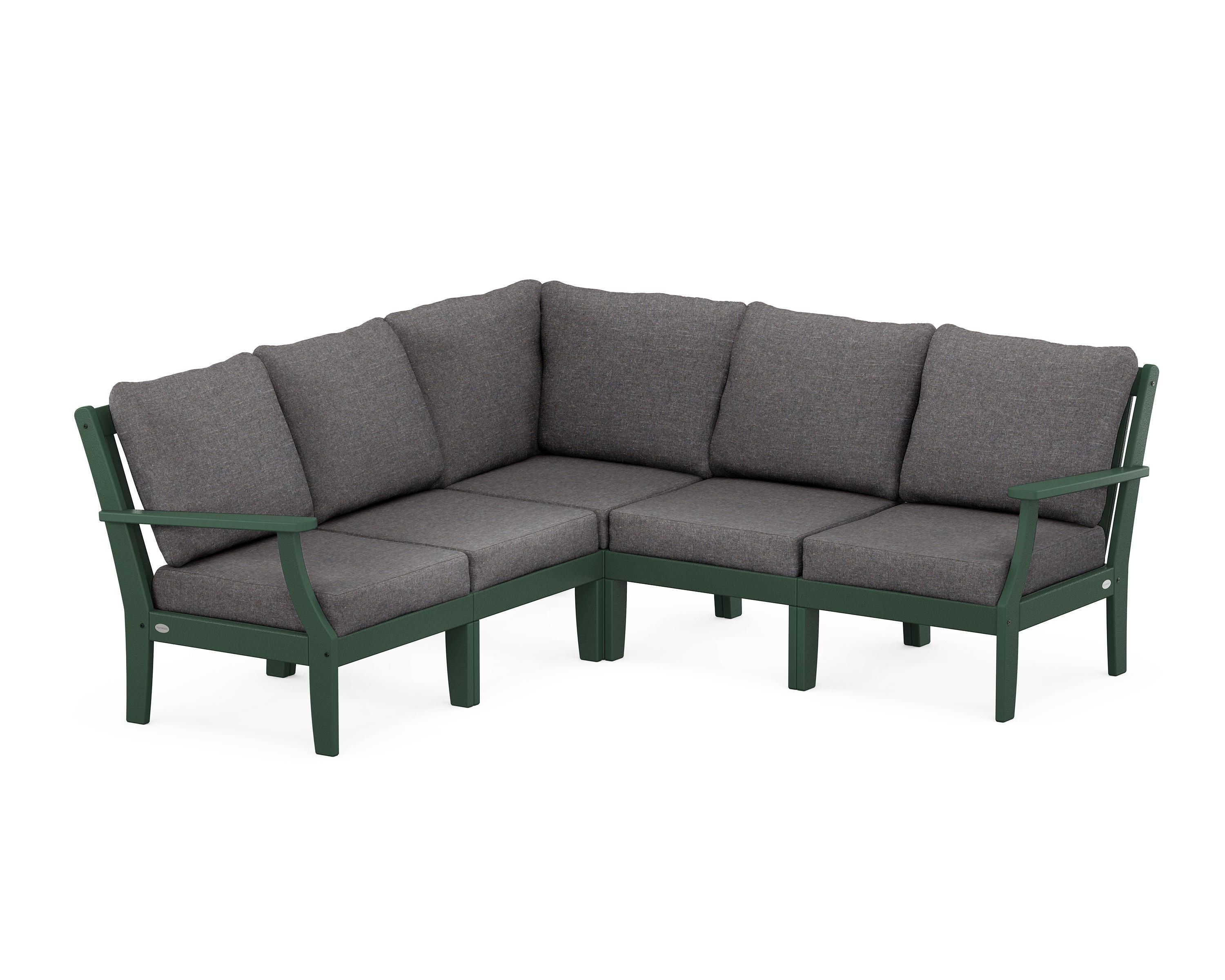 POLYWOOD® Braxton Modular 5-Piece Deep Seating Set in Green / Ash Charcoal
