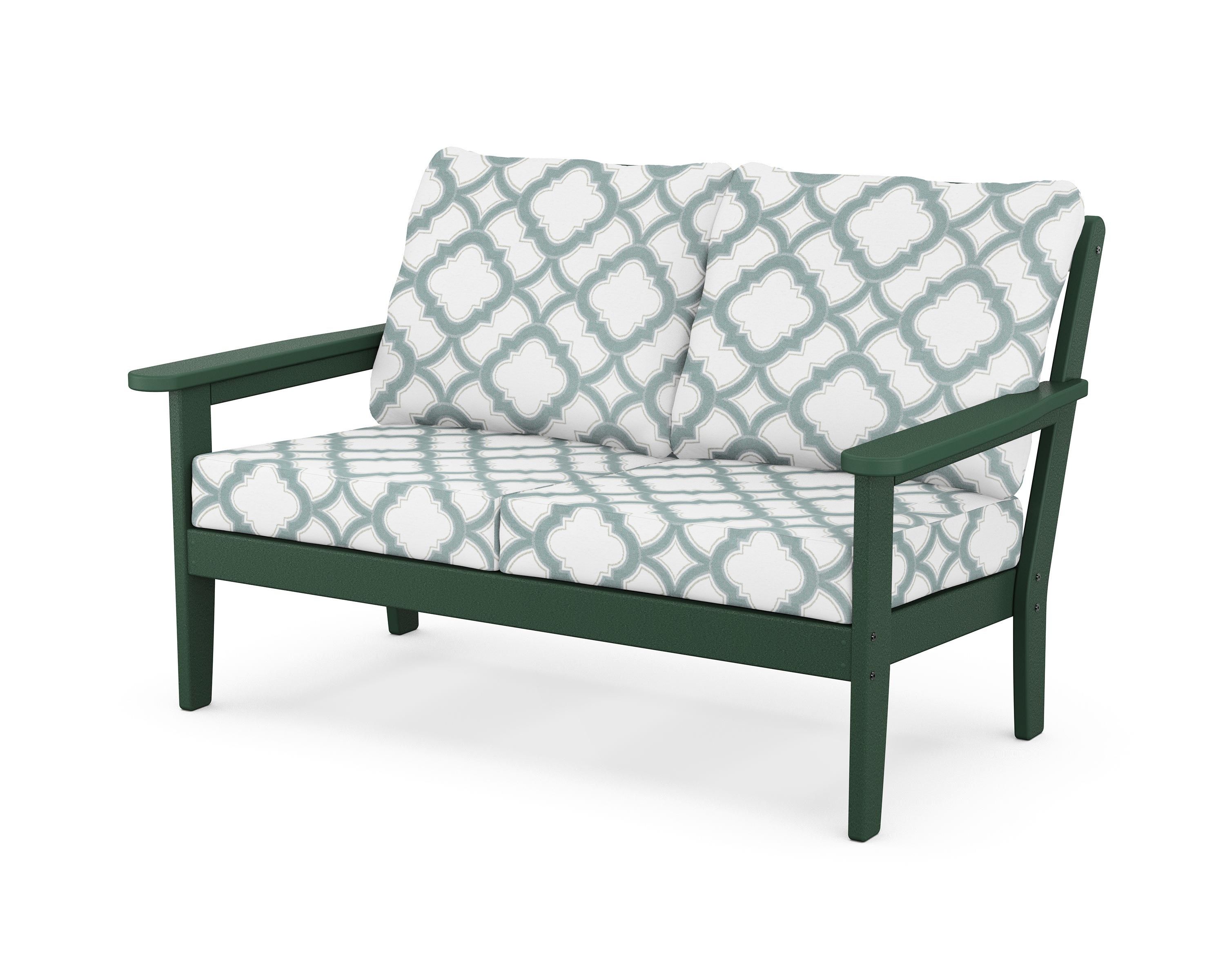 Country Living Cottage Deep Seating Loveseat in Green / Trellis Glacier Spa
