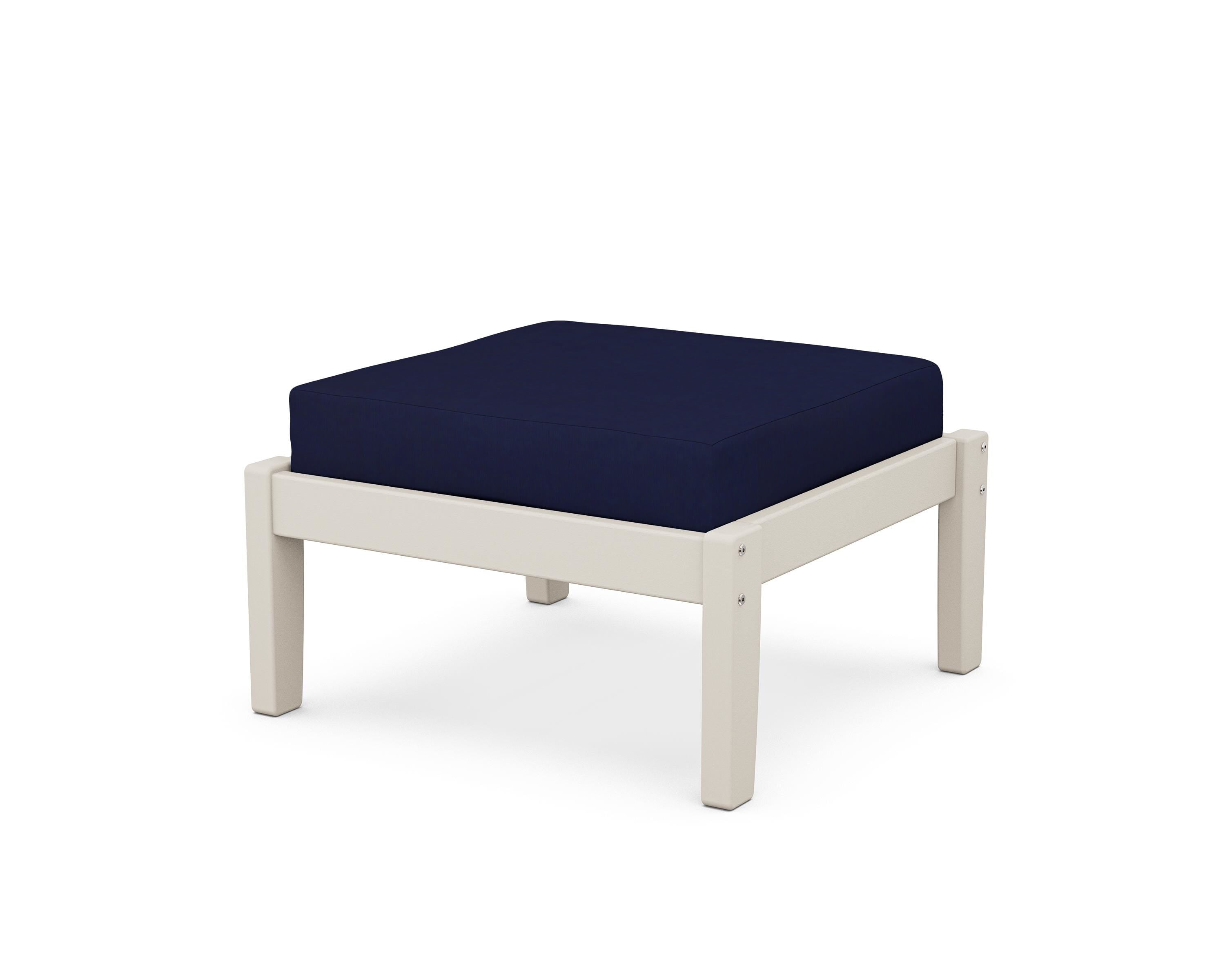 Unbranded Deep Seating Ottoman in Sand / Navy